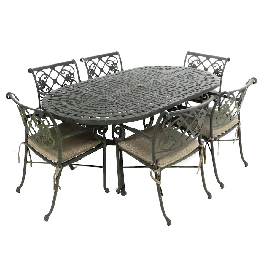 Contemporary Cast-Aluminum Seven-Piece Patio Dining Set by Windham Castings