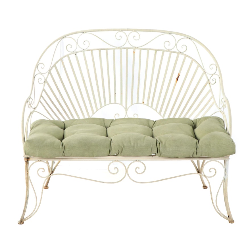 Painted Metal Patio Shell Back Loveseat, 20th Century