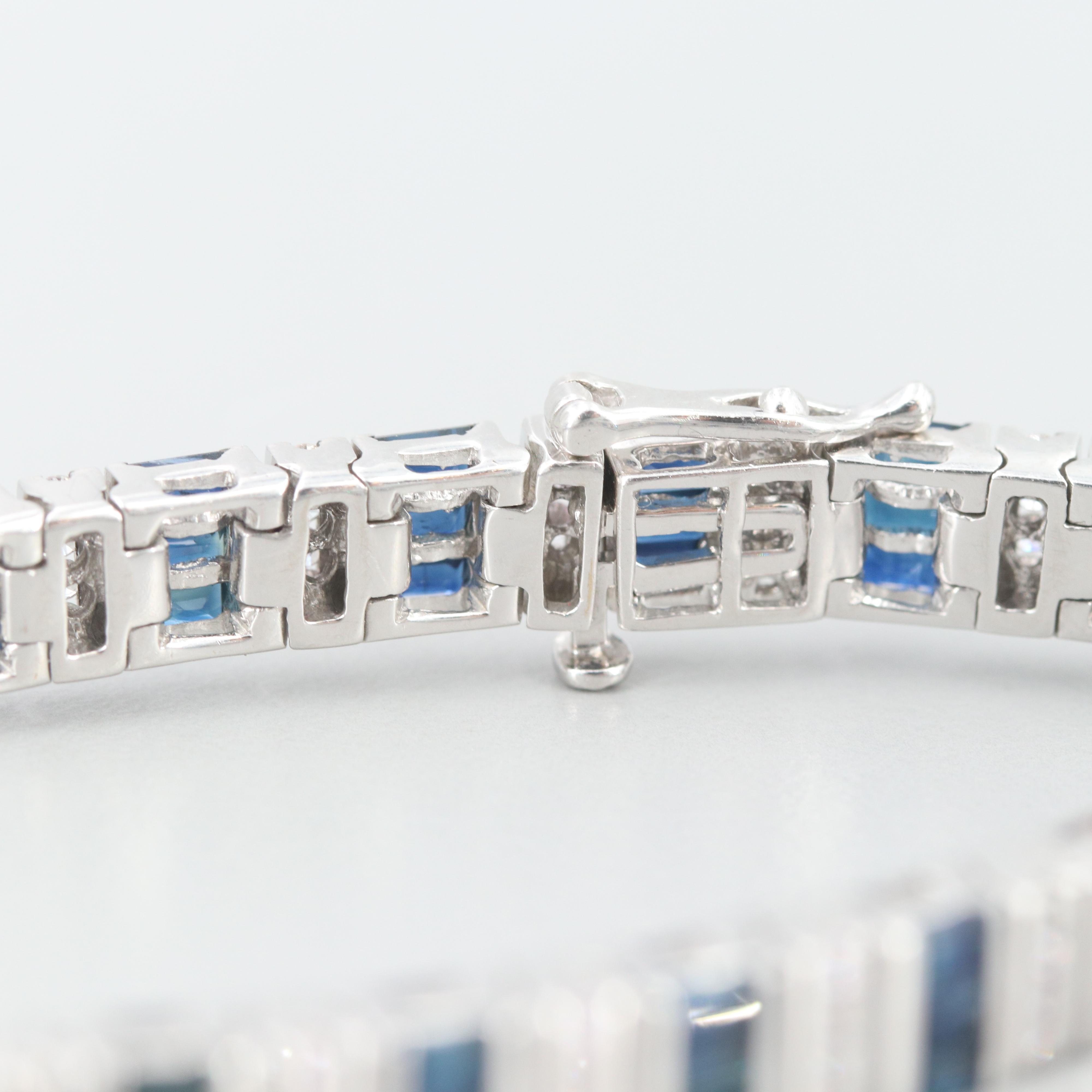 14K White Gold Sapphire and Diamond Bracelet