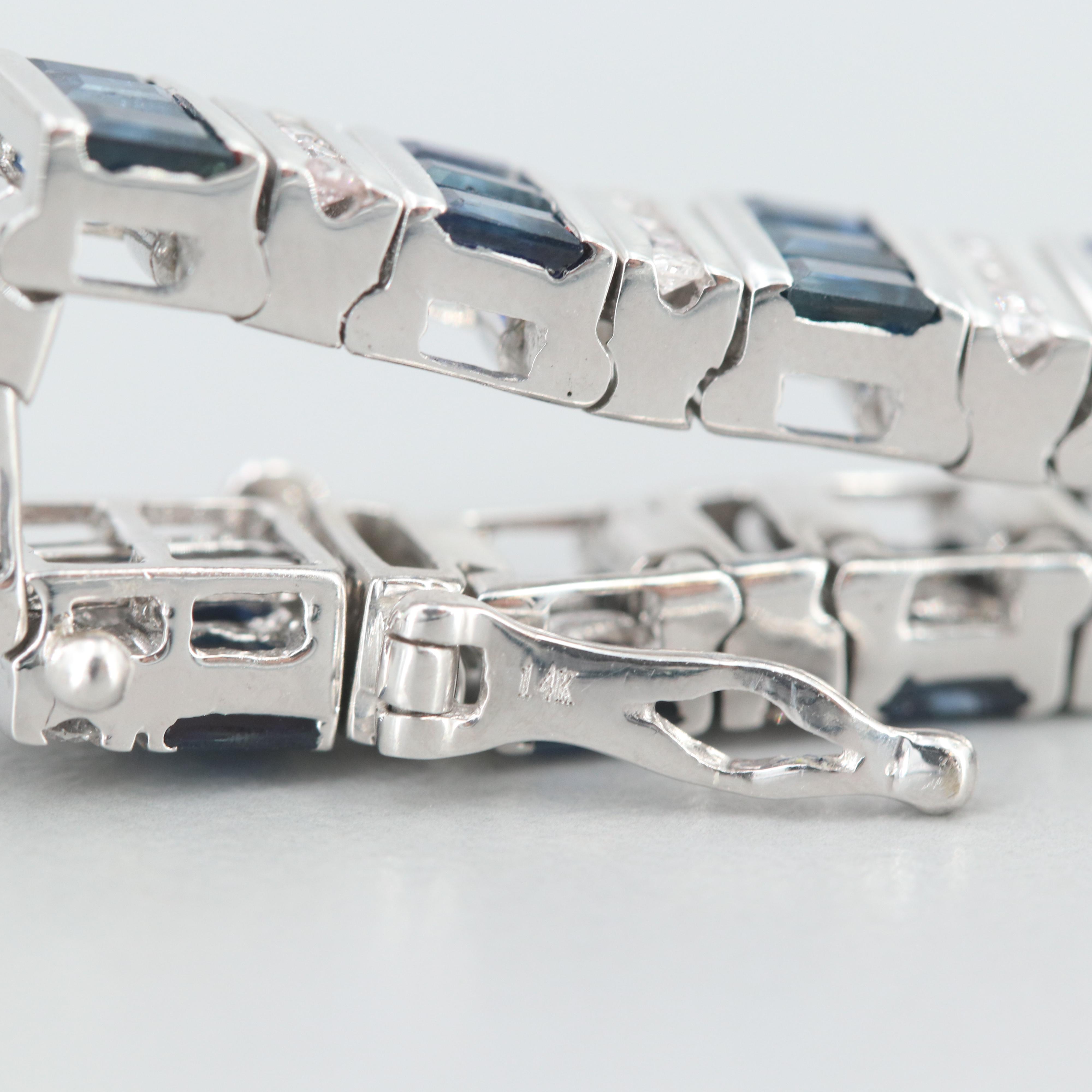 14K White Gold Sapphire and Diamond Bracelet