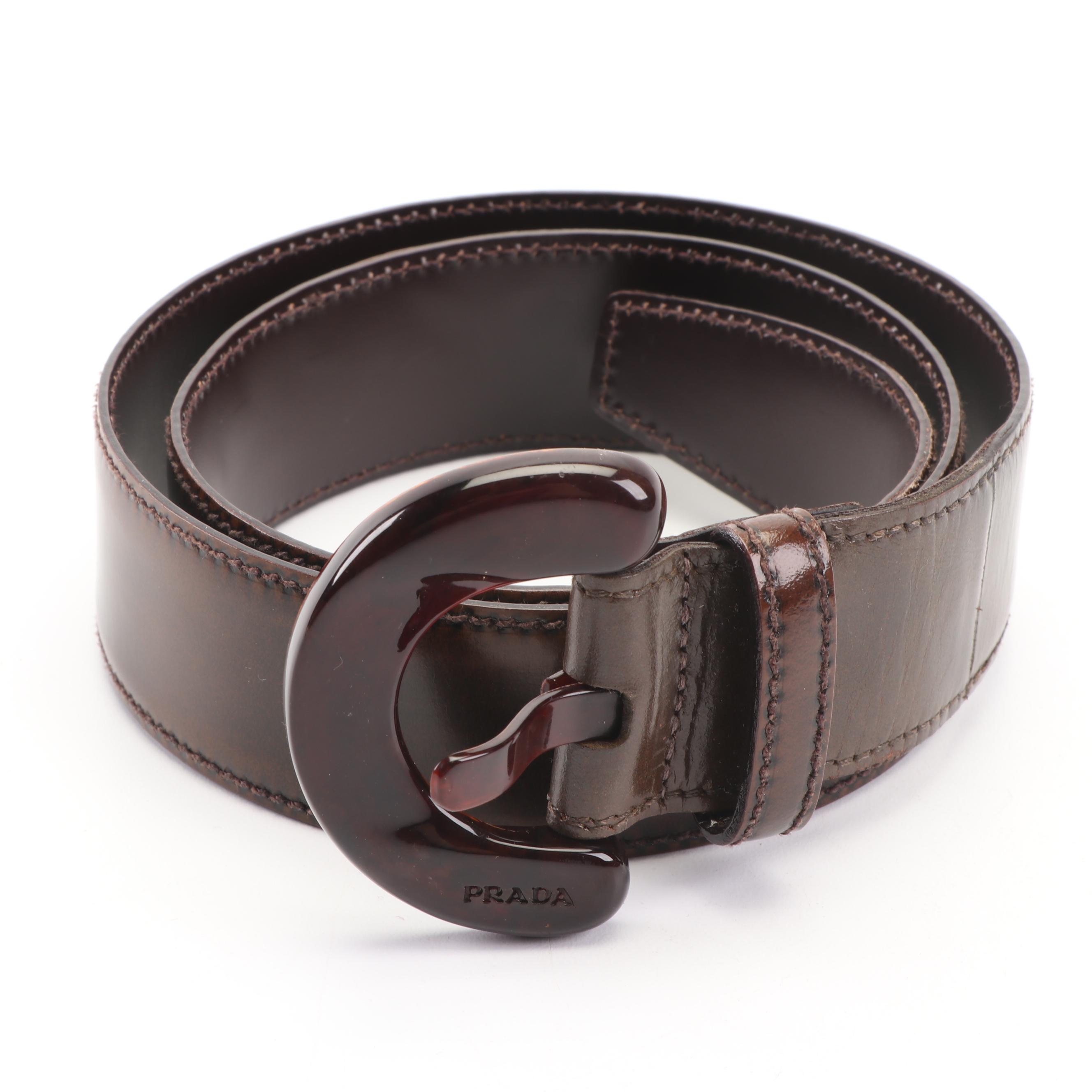 Women's Prada Floral Leather Belt, Made in Italy