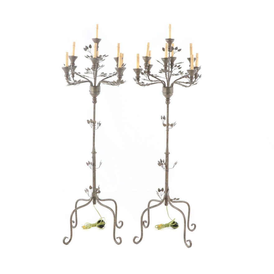 Hollywood Regency Style Candelabra Floor Lamps