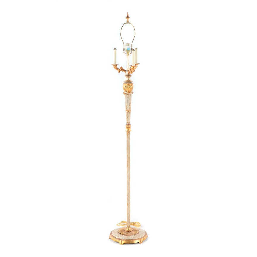 Rembrandt Lamp Company Gilt Accented Candelabra Style Floor Lamp