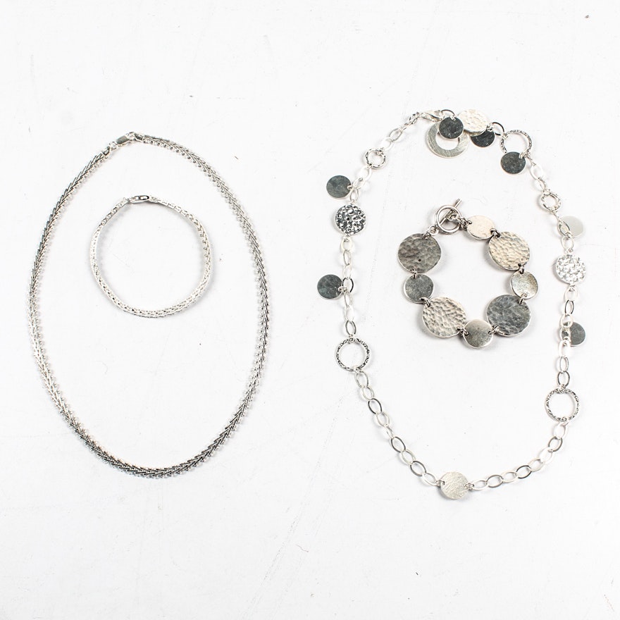 Sterling Silver Coordinating Necklace and Bracelet Sets