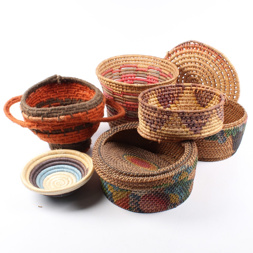 Native American Style Wrapped Basket Work