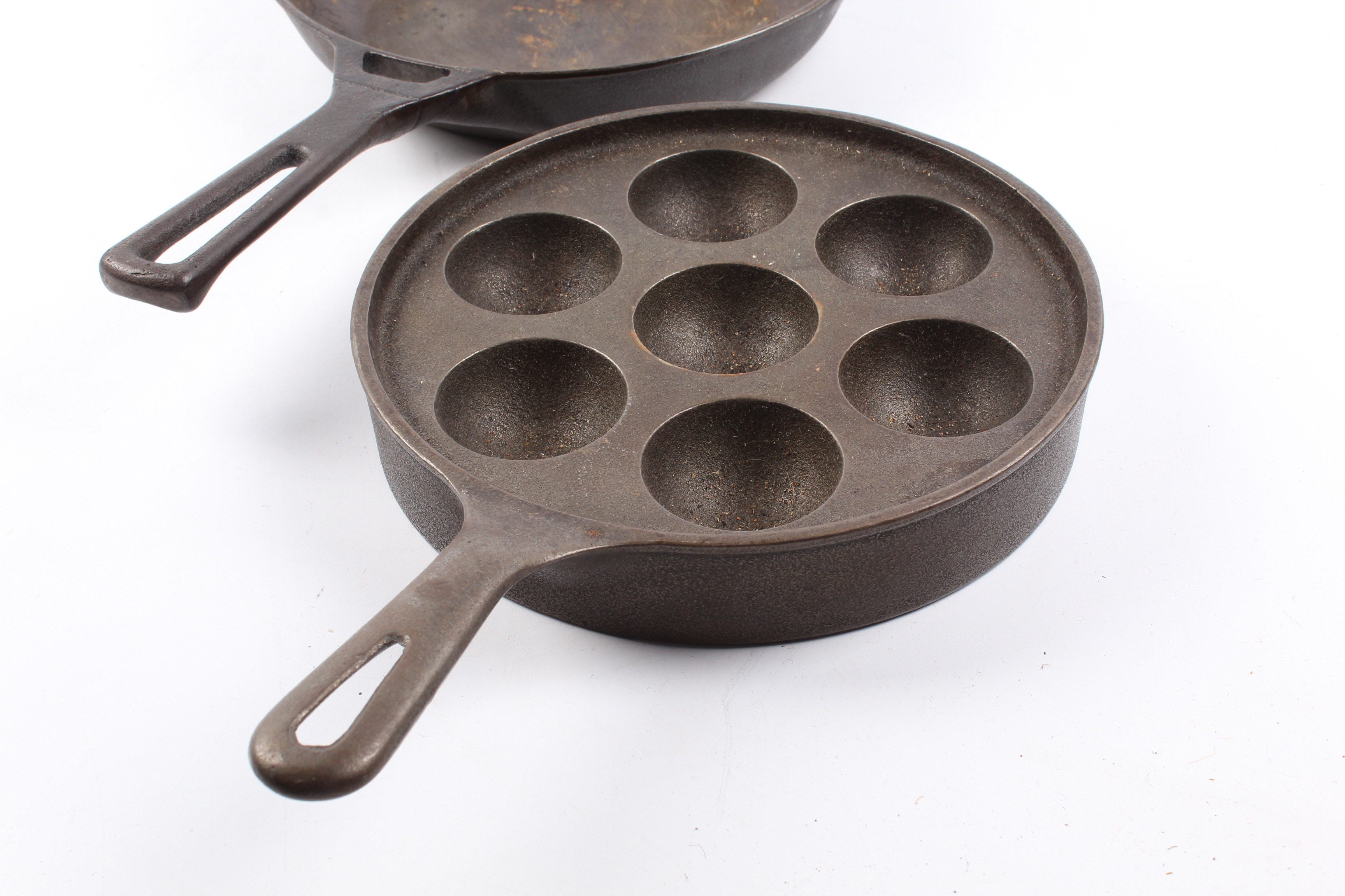 Vintage Griswold Cast Iron Aebleskiver Pan and Frying Pan
