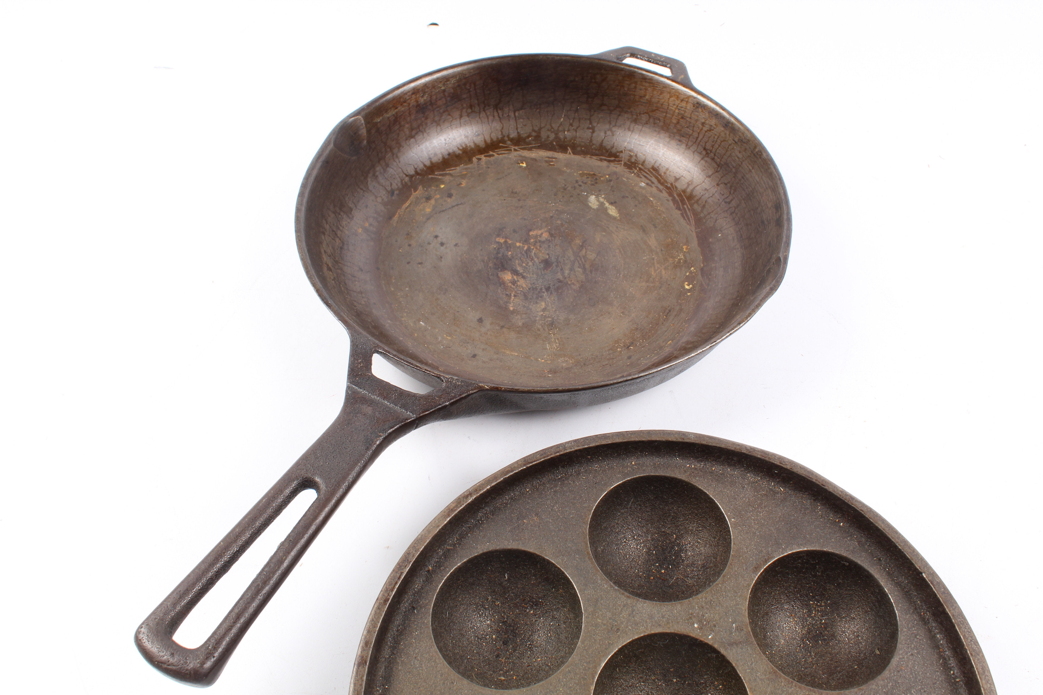 Vintage Griswold Cast Iron Aebleskiver Pan and Frying Pan