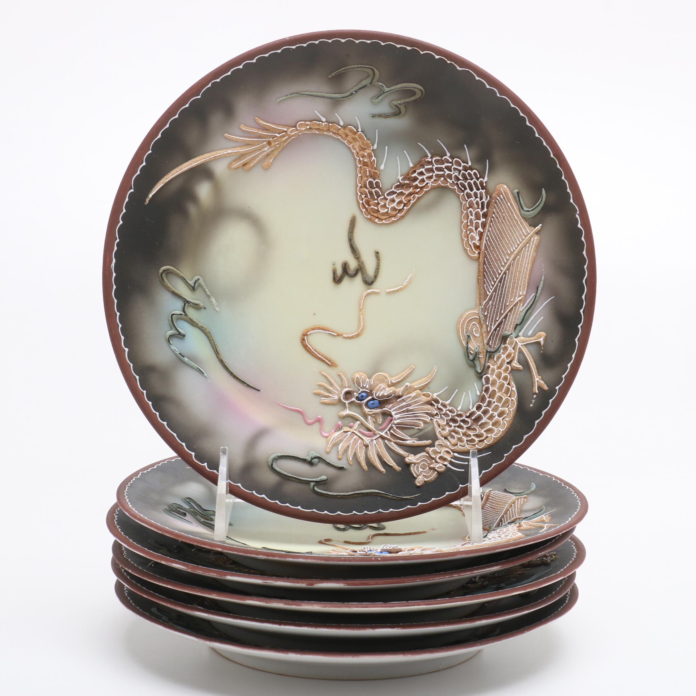 Hand Painted Japanese Moriage Dragonware Tea Set by Takito