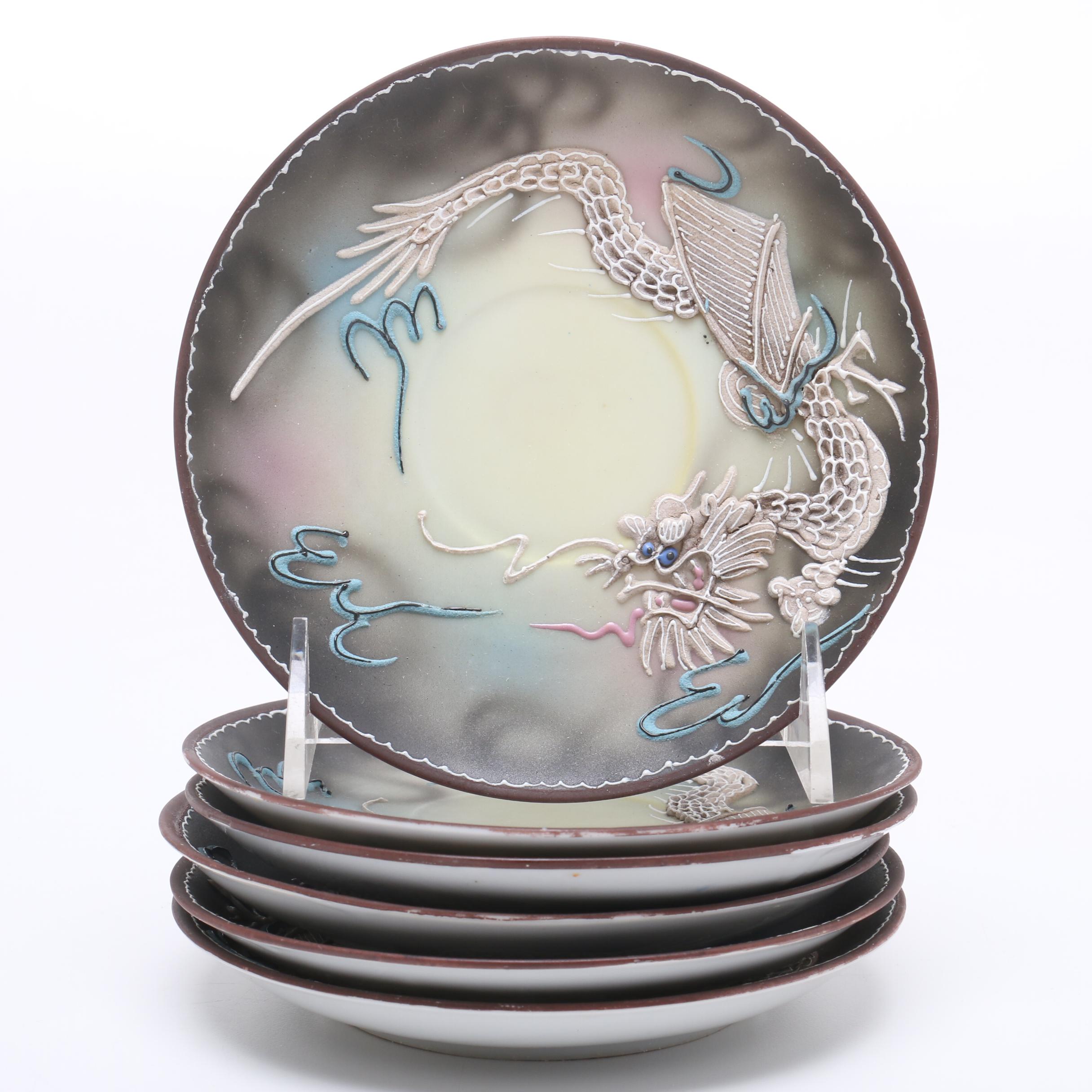 Hand Painted Japanese Moriage Dragonware Tea Set by Takito