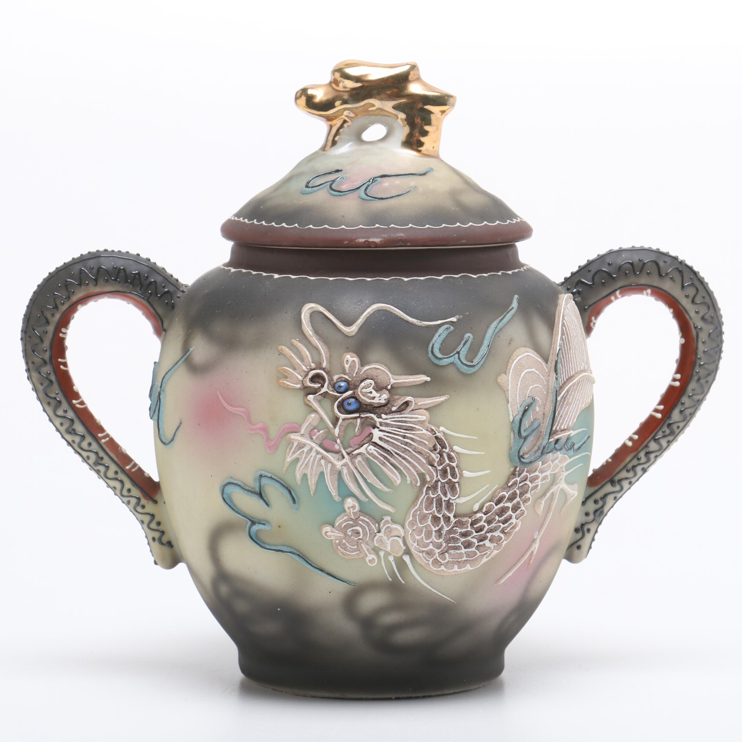 Hand Painted Japanese Moriage Dragonware Tea Set by Takito