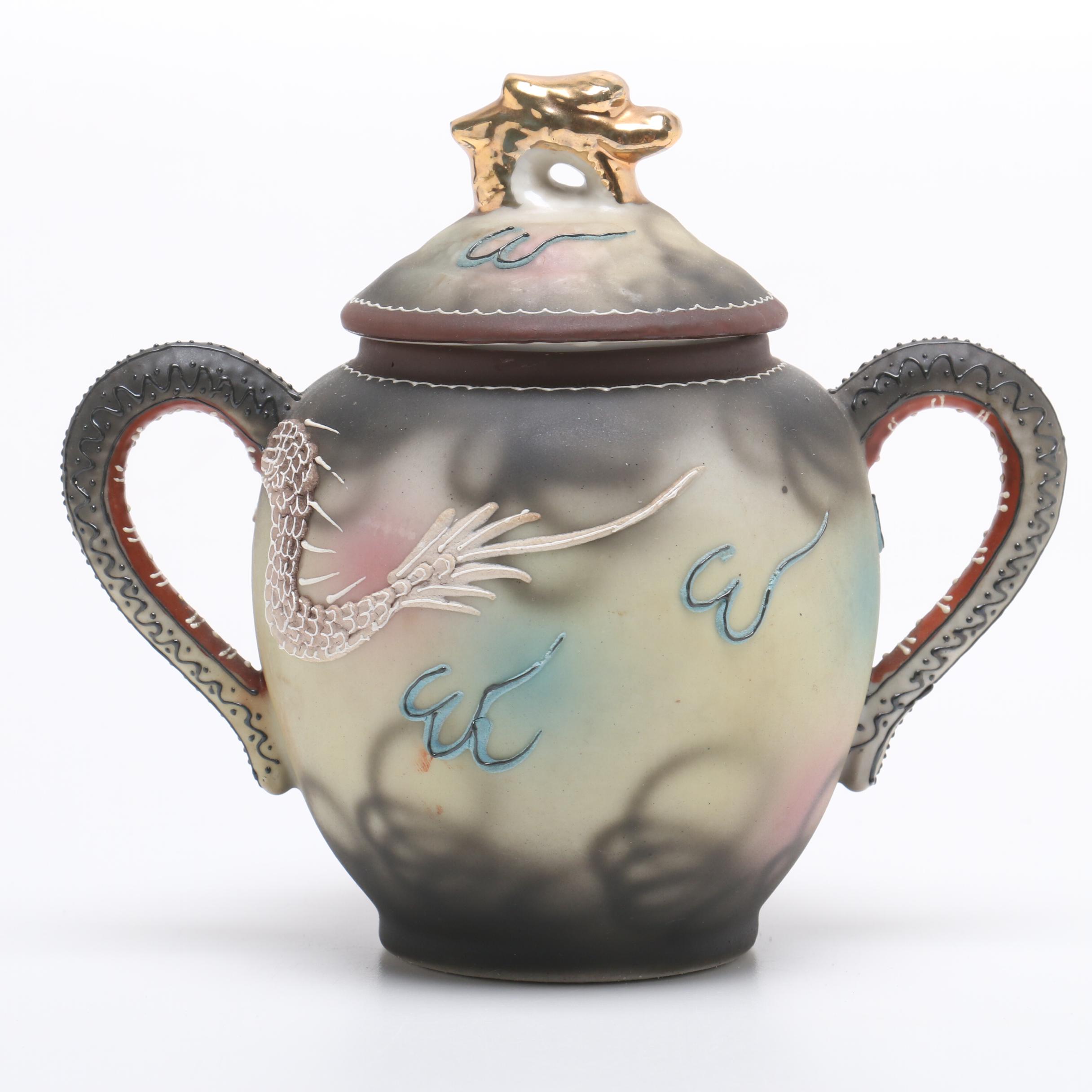 Hand Painted Japanese Moriage Dragonware Tea Set by Takito