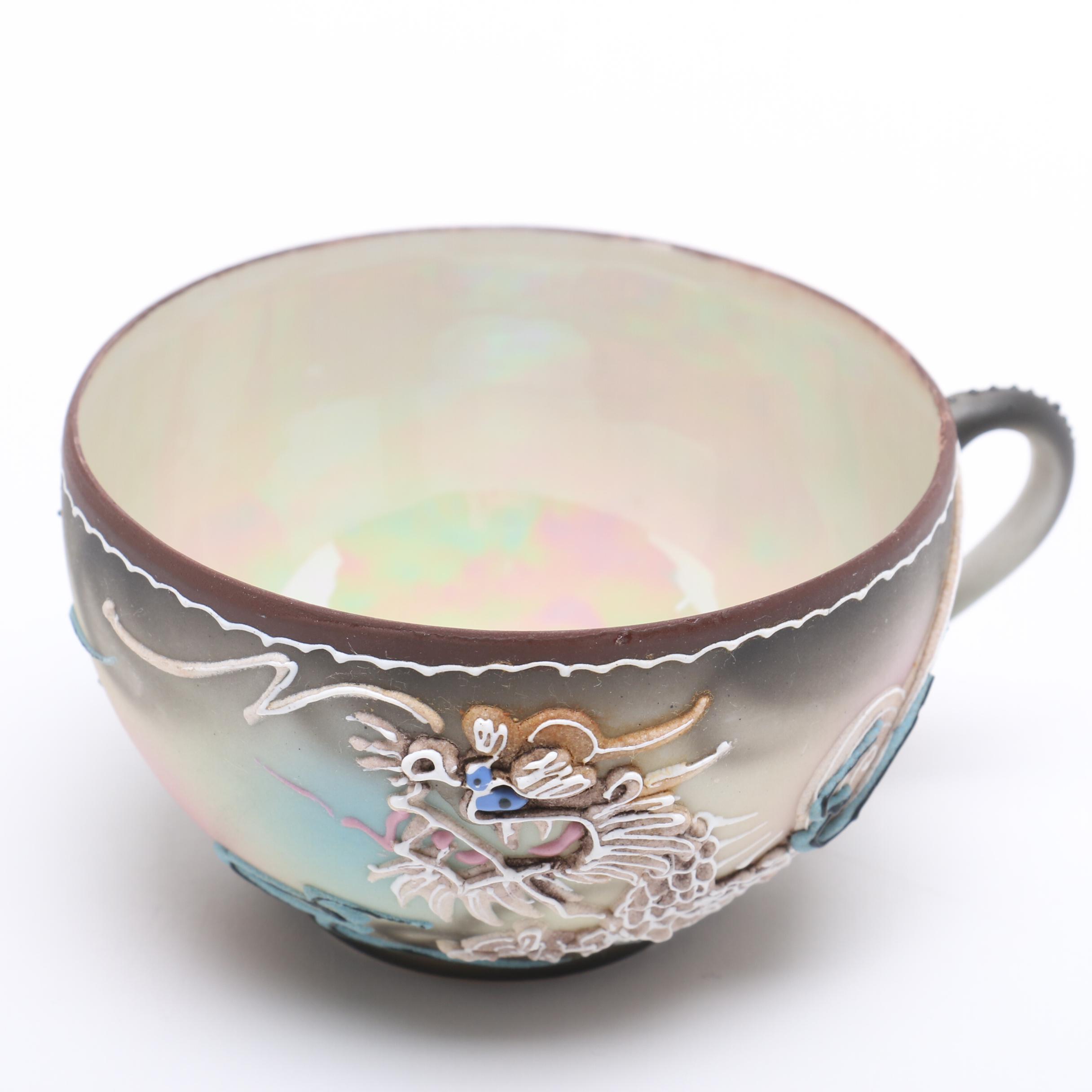 Hand Painted Japanese Moriage Dragonware Tea Set by Takito