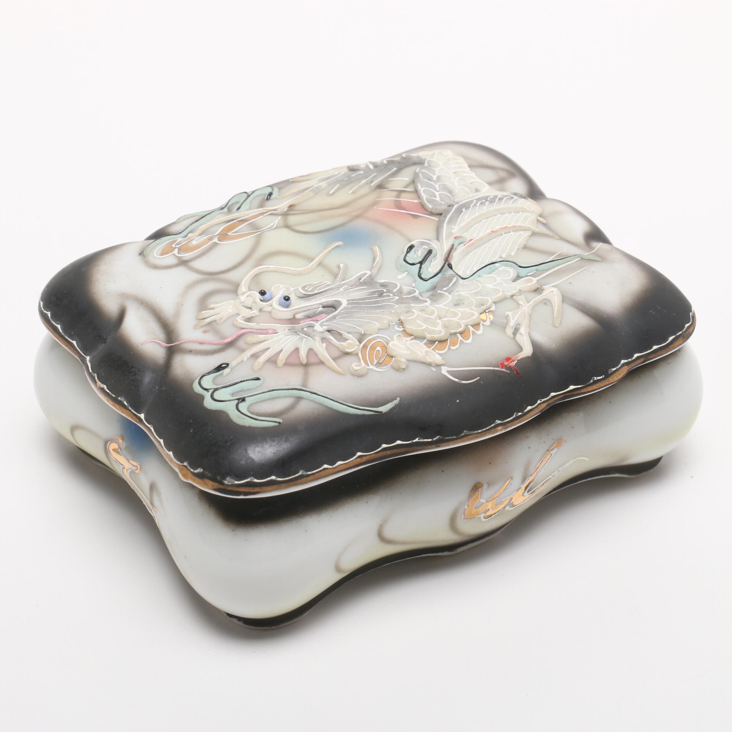 Hand Painted Japanese Moriage Dragonware Tea Set by Takito