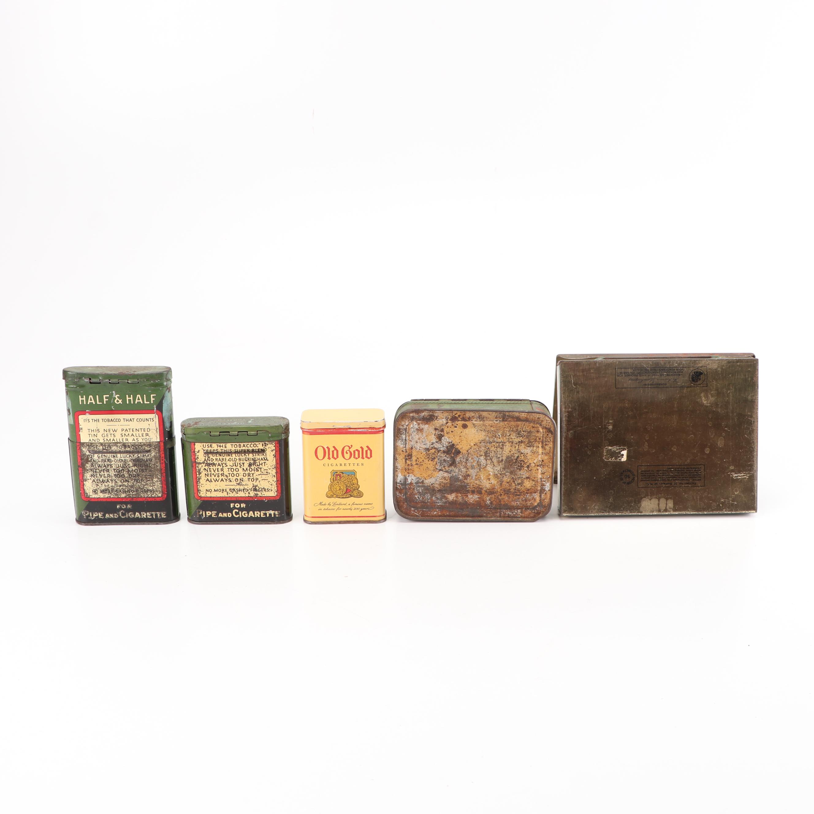 Lucky Strike, Old Gold and Half and Half Tobacco Tins, Early 20th Century