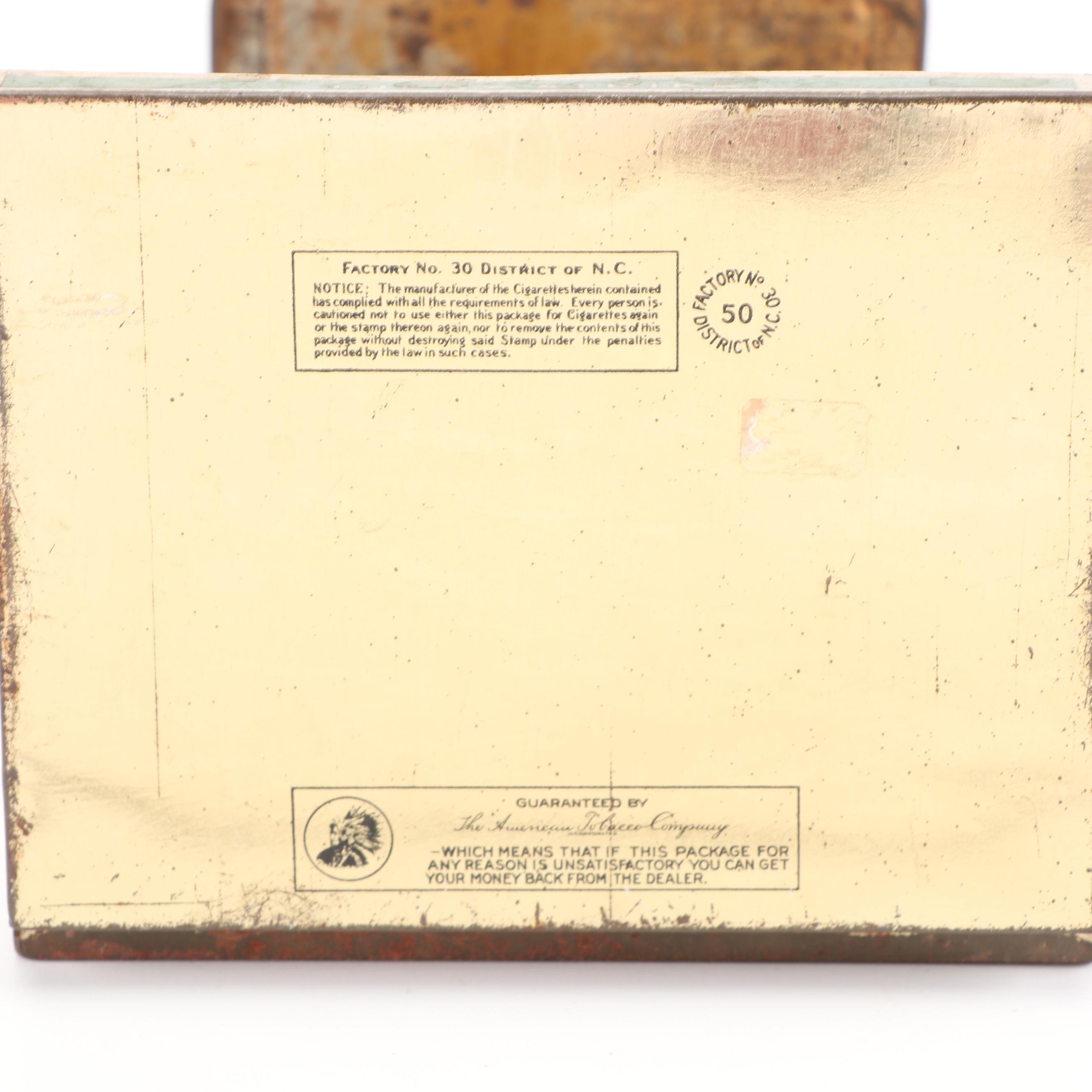 Lucky Strike, Old Gold and Half and Half Tobacco Tins, Early 20th Century