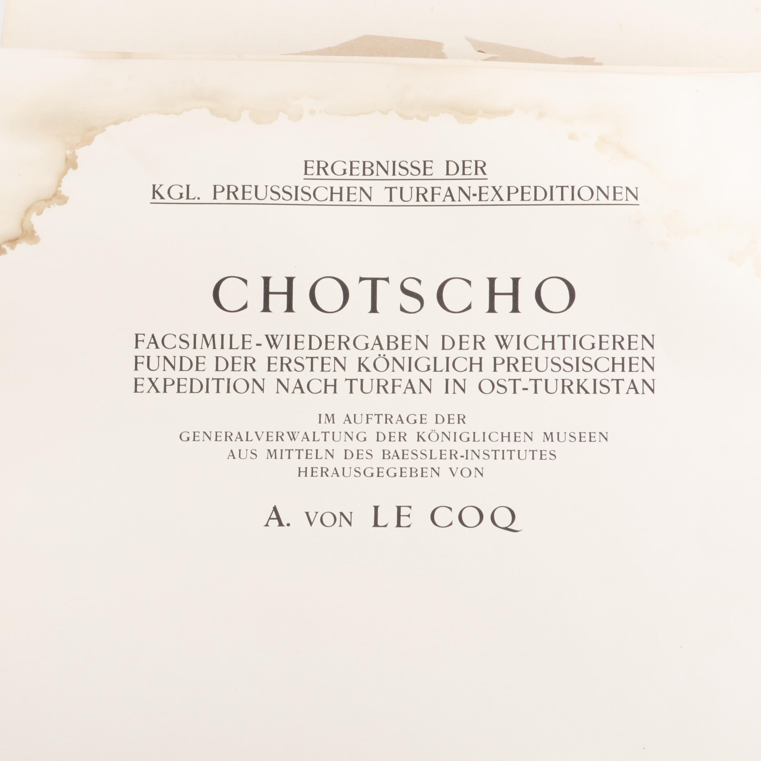 "Chotscho" Gaochang China Archaeological Folio Book in German, 1913