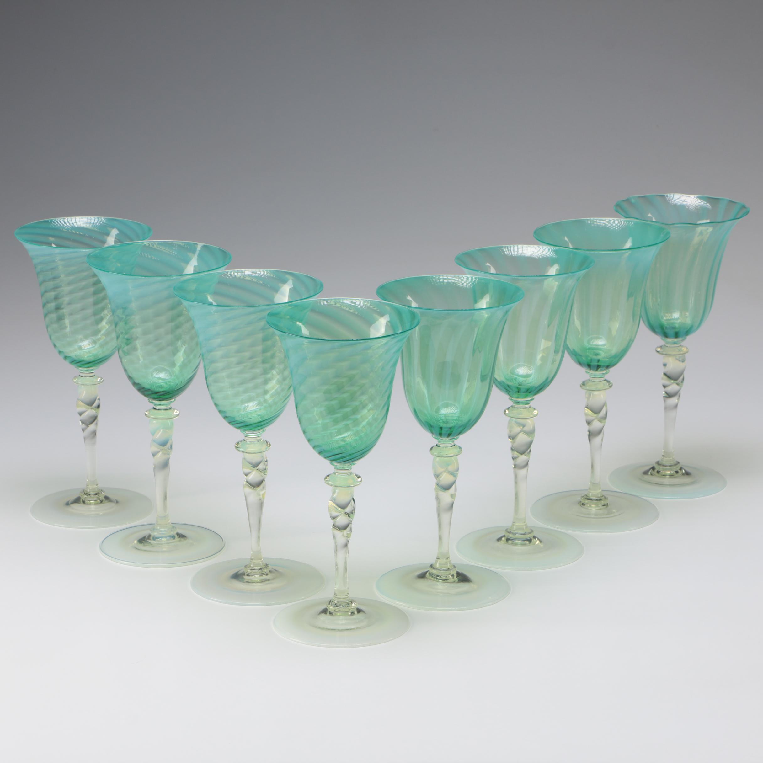 Steuben Oriental Jade Art Glass Goblets, Early/Mid-20th Century