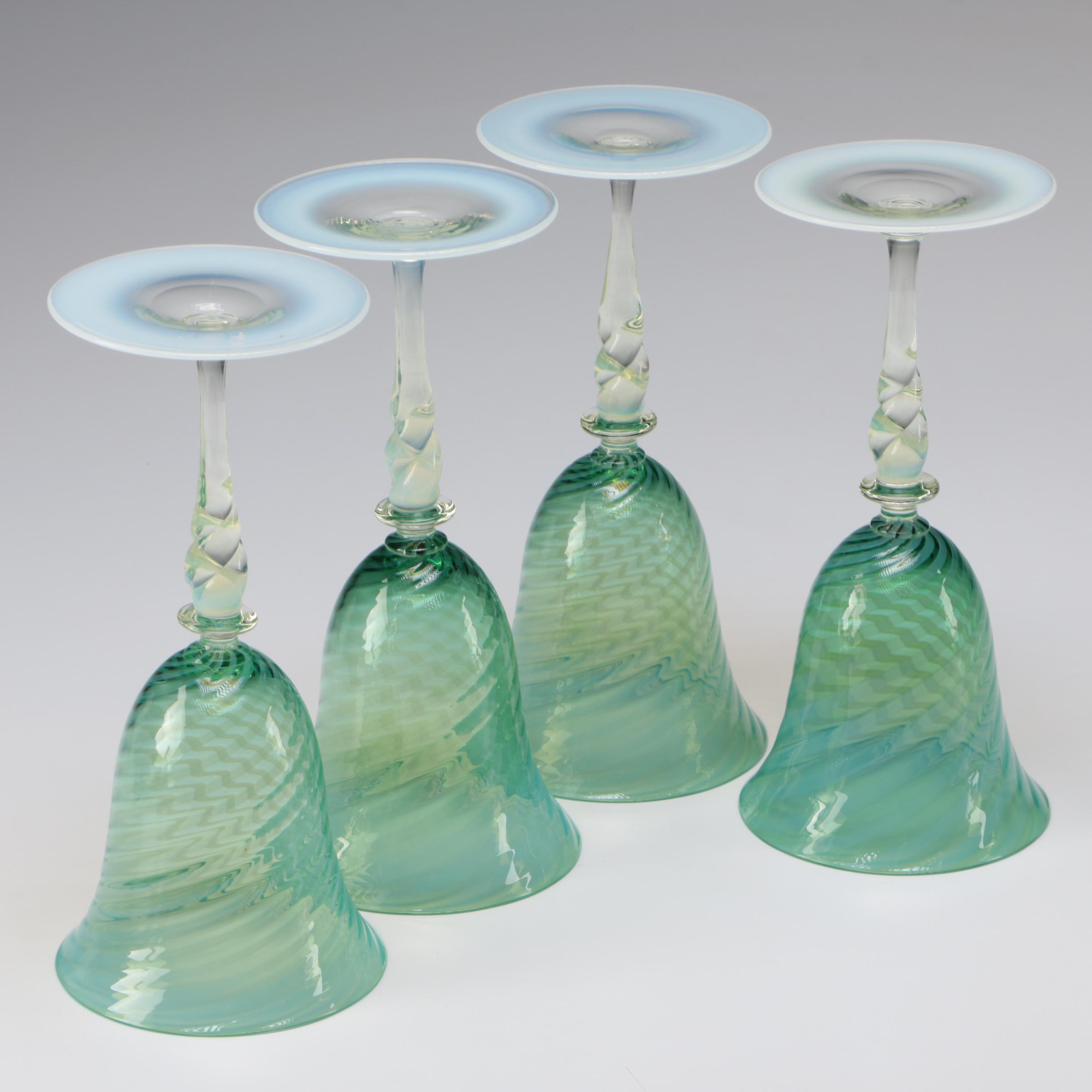 Steuben Oriental Jade Art Glass Goblets, Early/Mid-20th Century