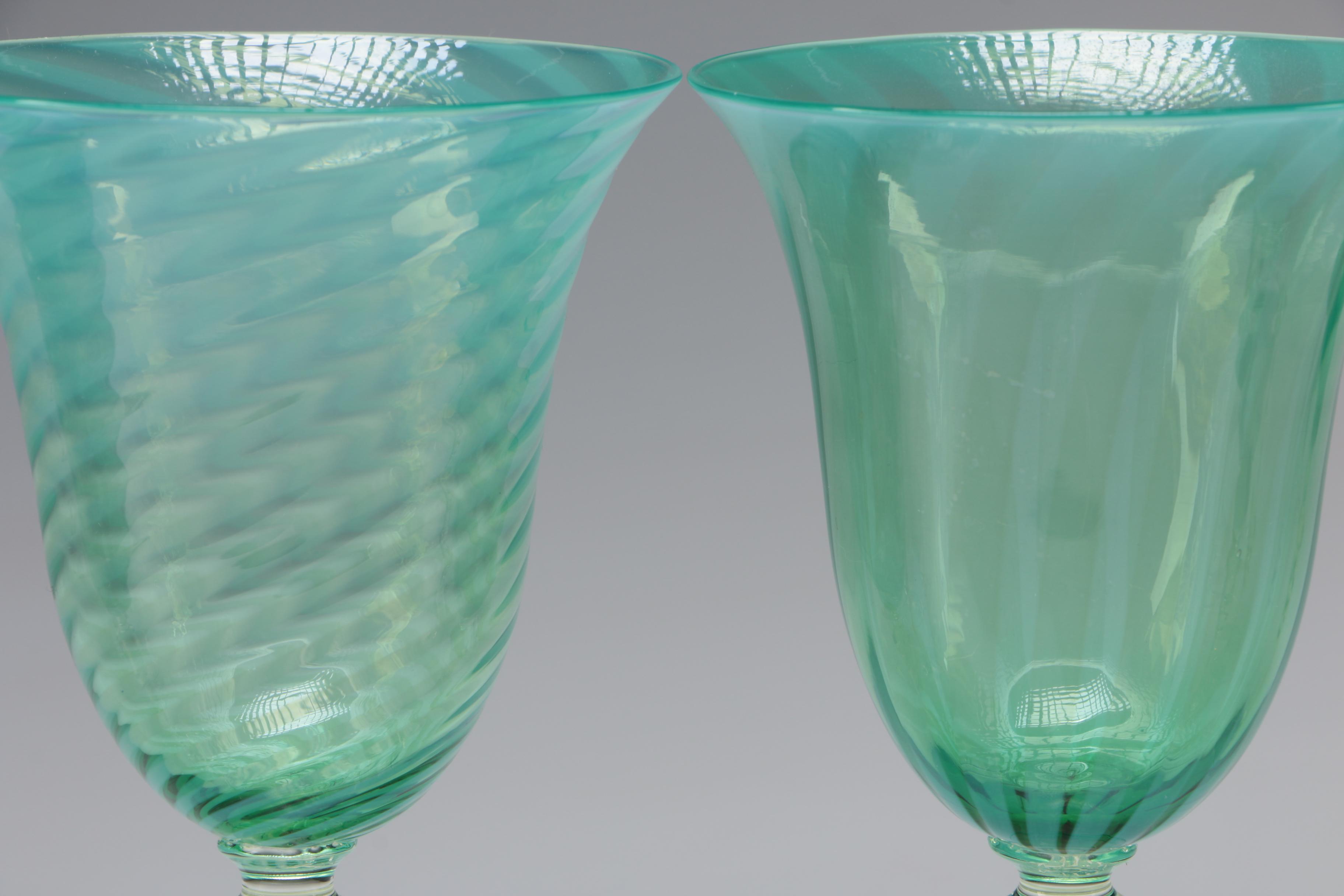 Steuben Oriental Jade Art Glass Goblets, Early/Mid-20th Century