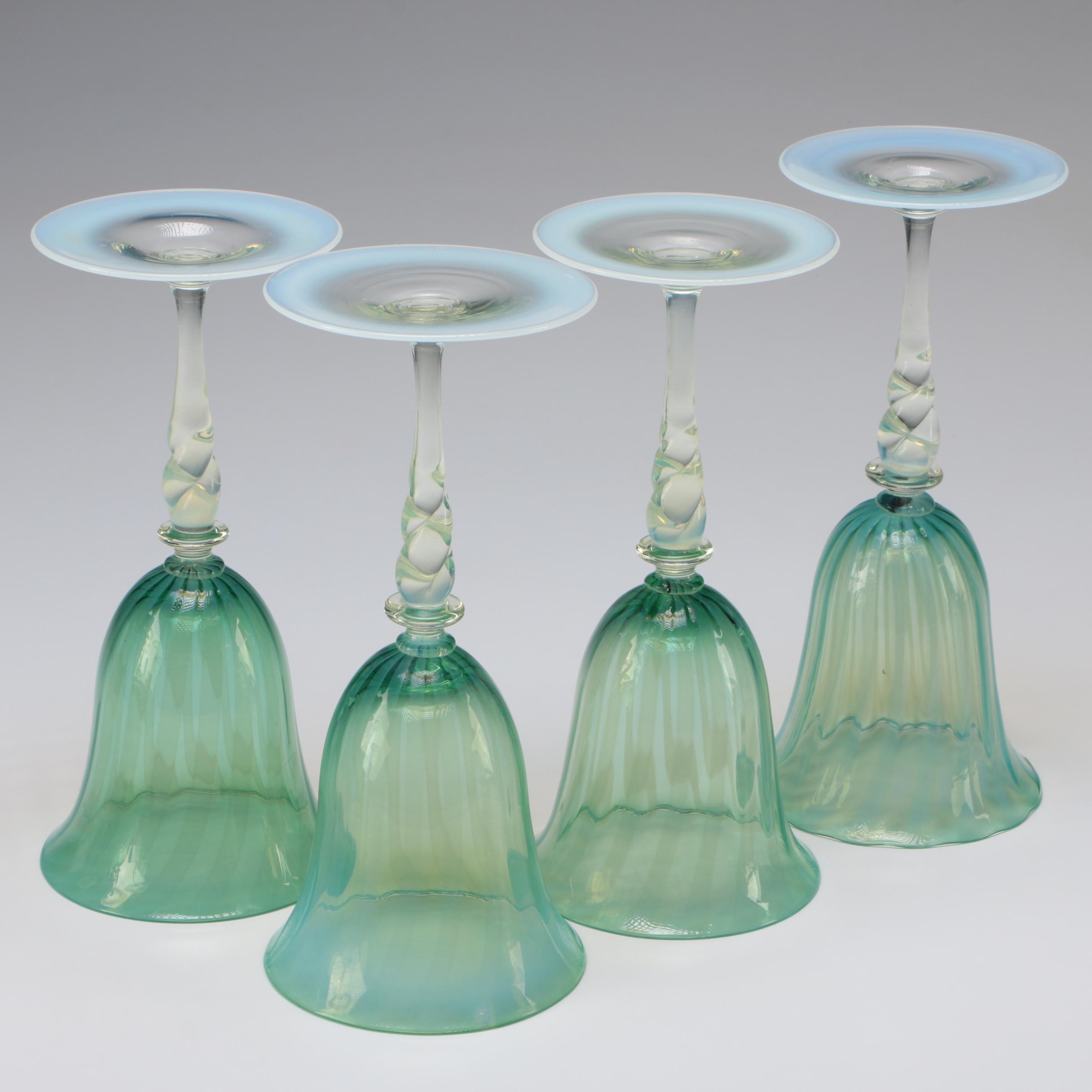 Steuben Oriental Jade Art Glass Goblets, Early/Mid-20th Century