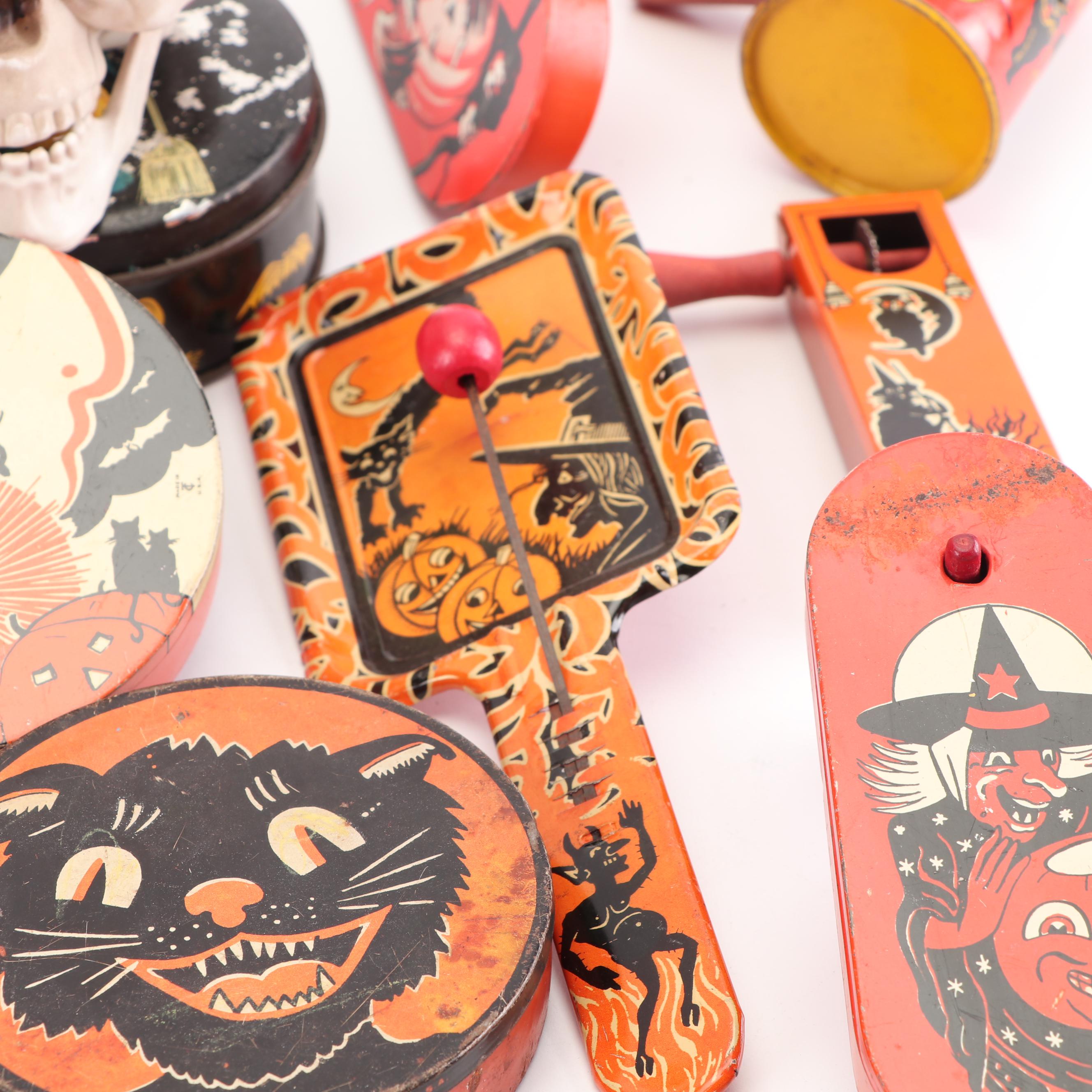 Halloween Tin Noise Makers with Contemporary Decor