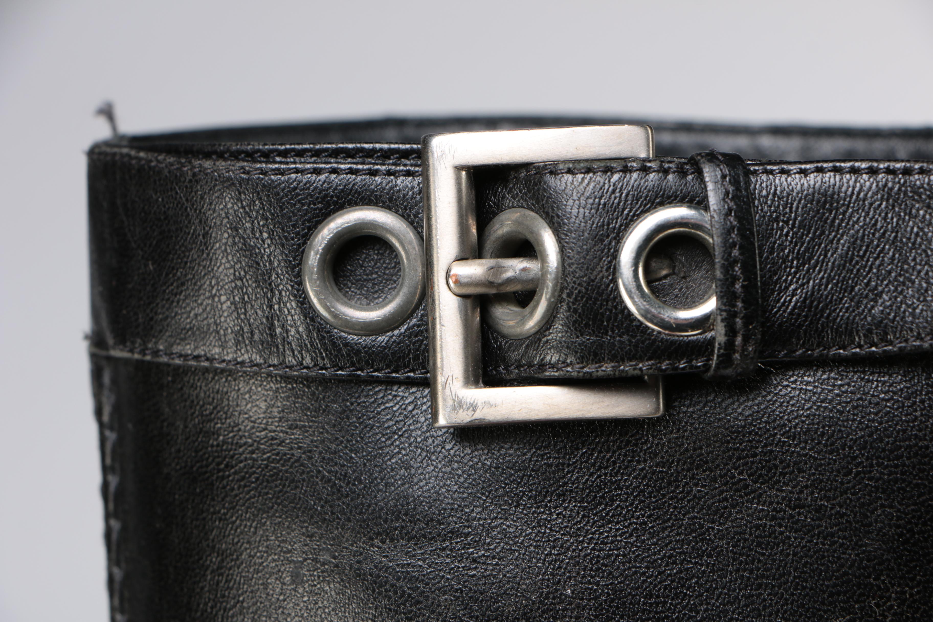 Prada Black Leather Tall Boots