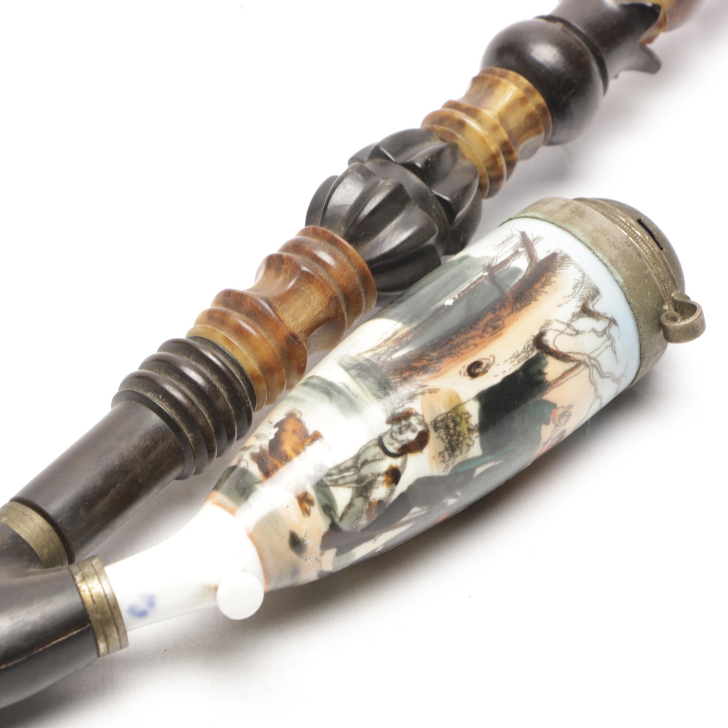 Antique Bavarian Crafted Smoking Pipe With Hunting Scene