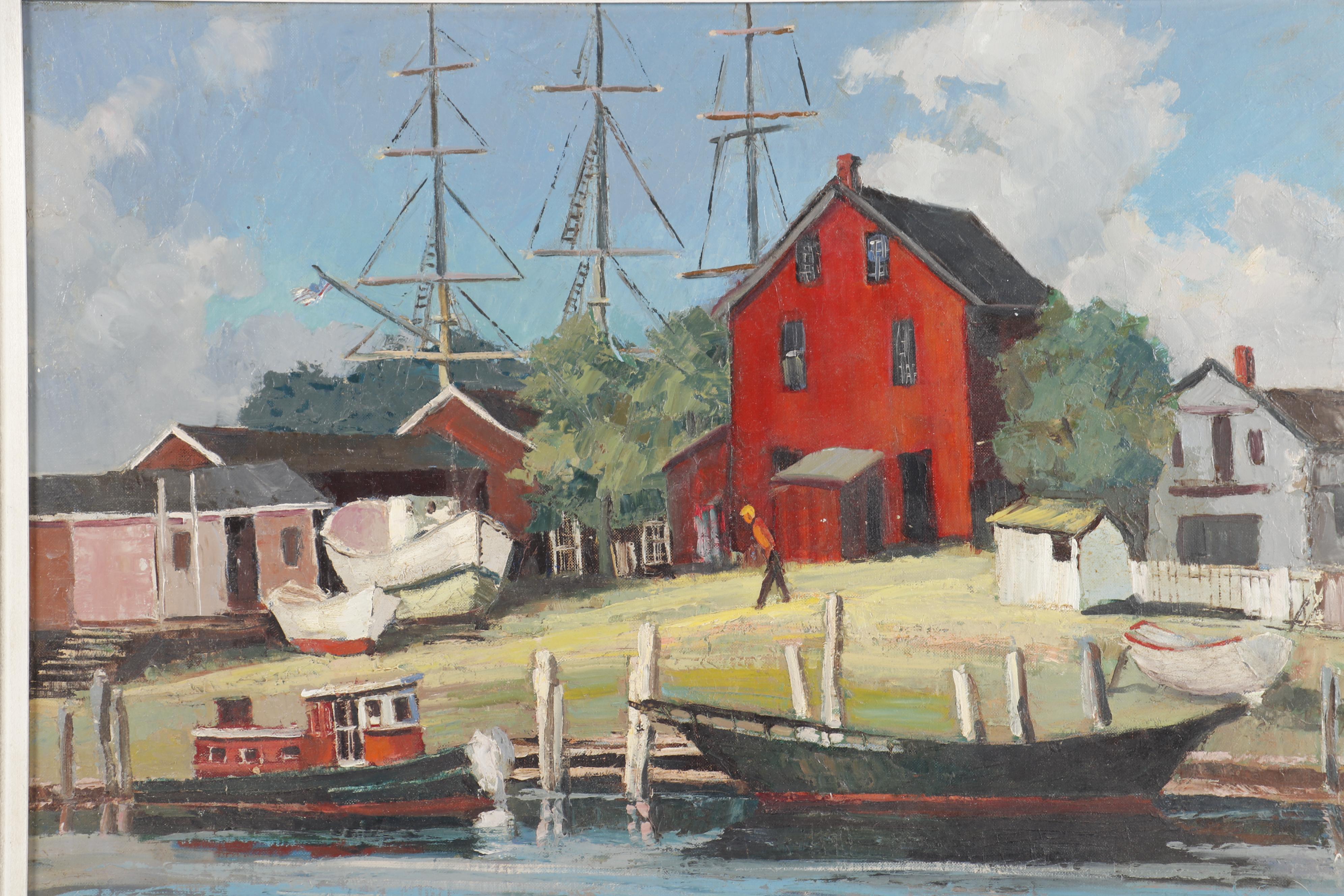 Ronni Pastorini Oil Painting "Old Seaport"