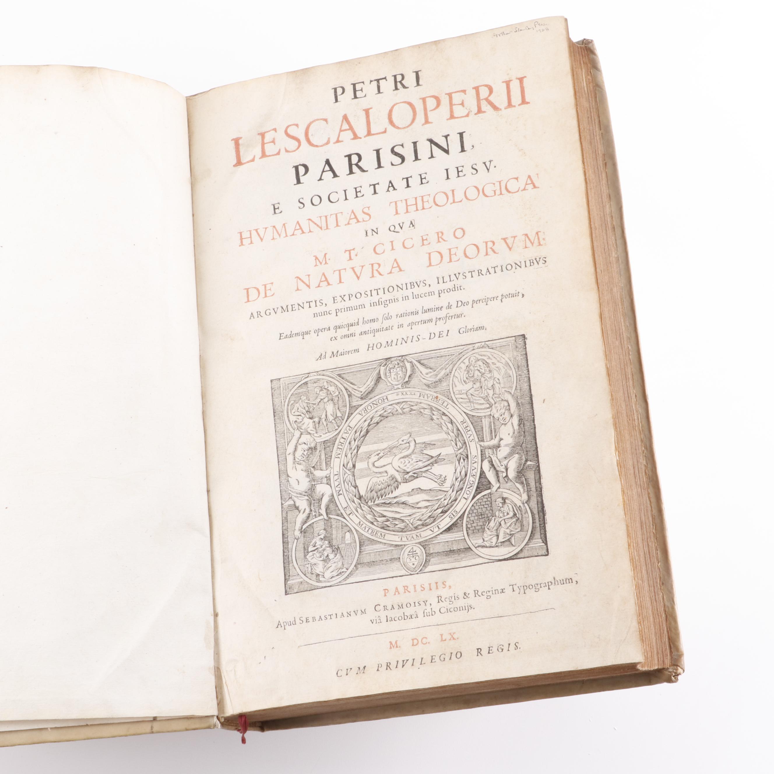 "Humanitas Theologica in qua M.T. Cicero de Natura Deorum Argumentis", 1660