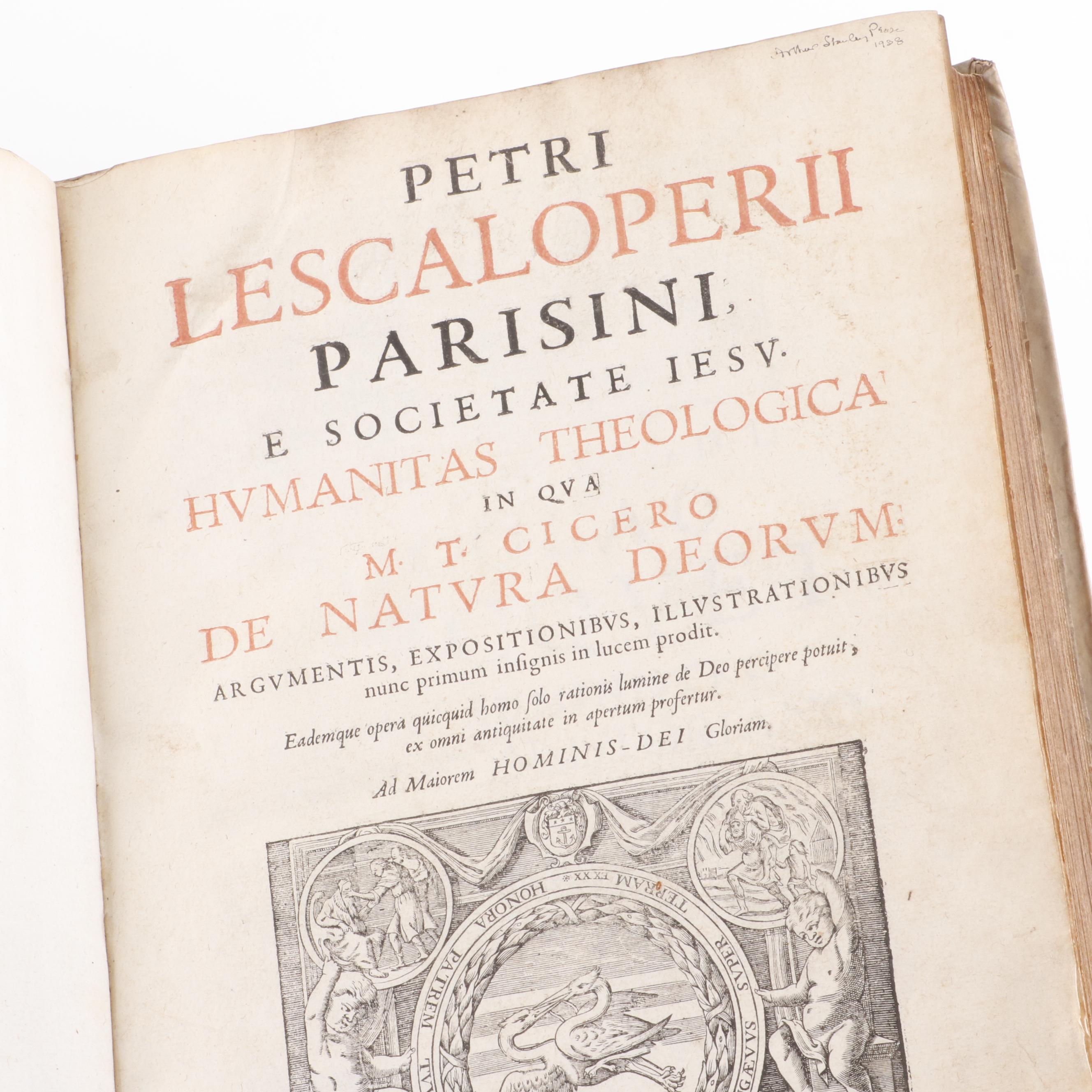 "Humanitas Theologica in qua M.T. Cicero de Natura Deorum Argumentis", 1660