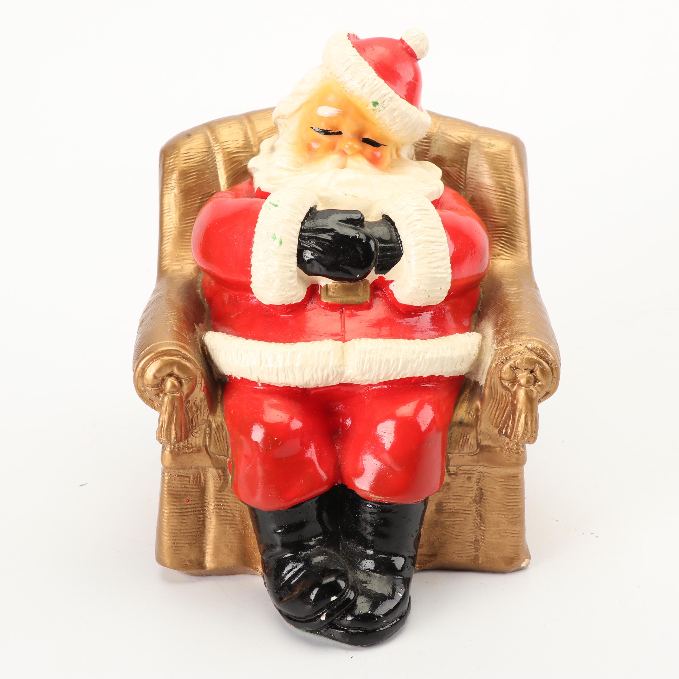 Christmas Themed Ceramic Coin Bank, Salt and Pepper Shakers, and Cup