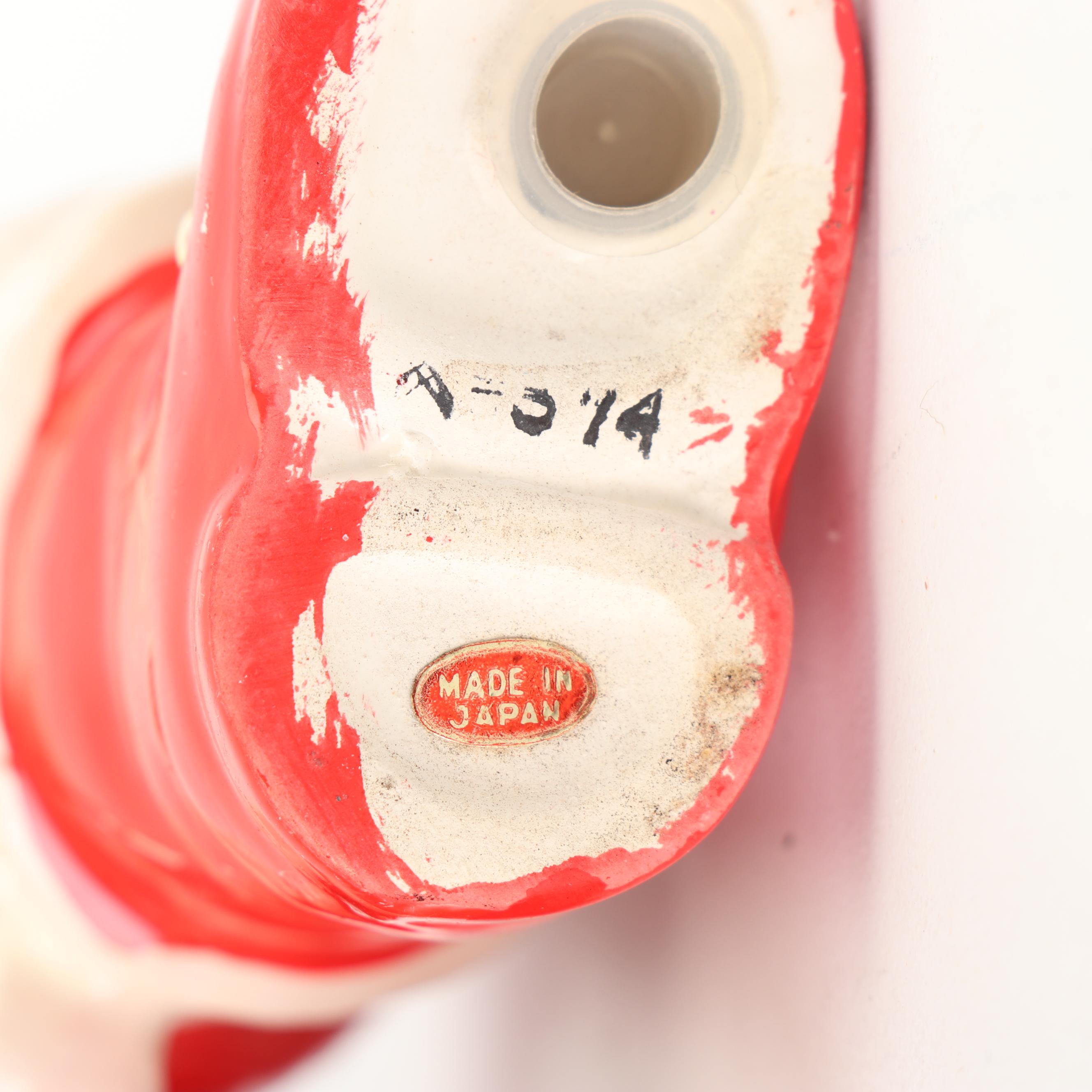 Christmas Themed Ceramic Coin Bank, Salt and Pepper Shakers, and Cup