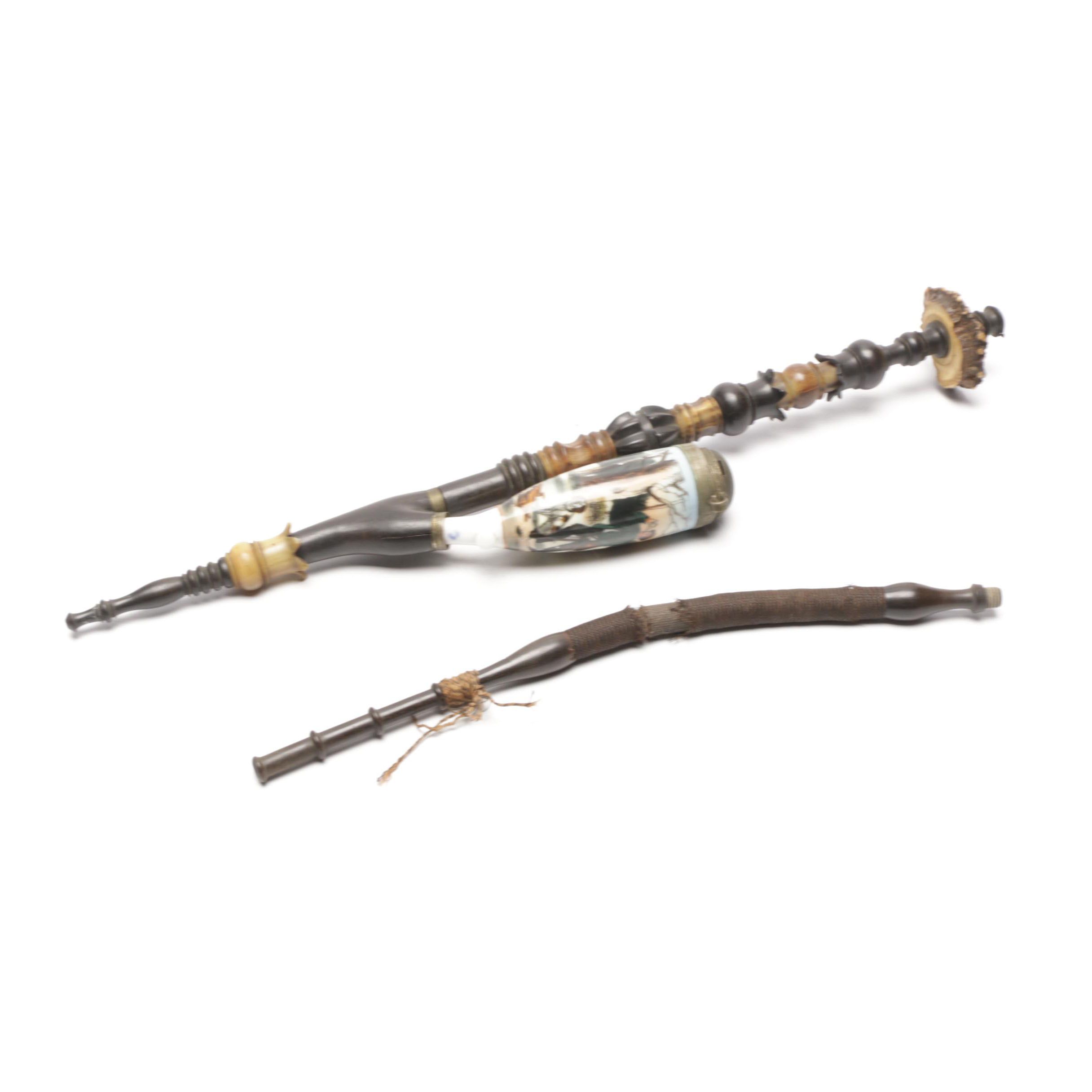 Antique Bavarian Crafted Smoking Pipe With Hunting Scene