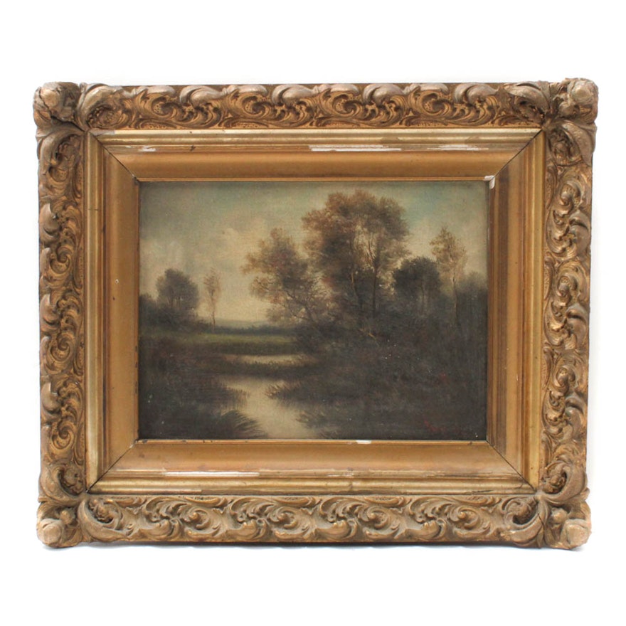 Oil Landscape Painting, Late 19th to Early 20th Century
