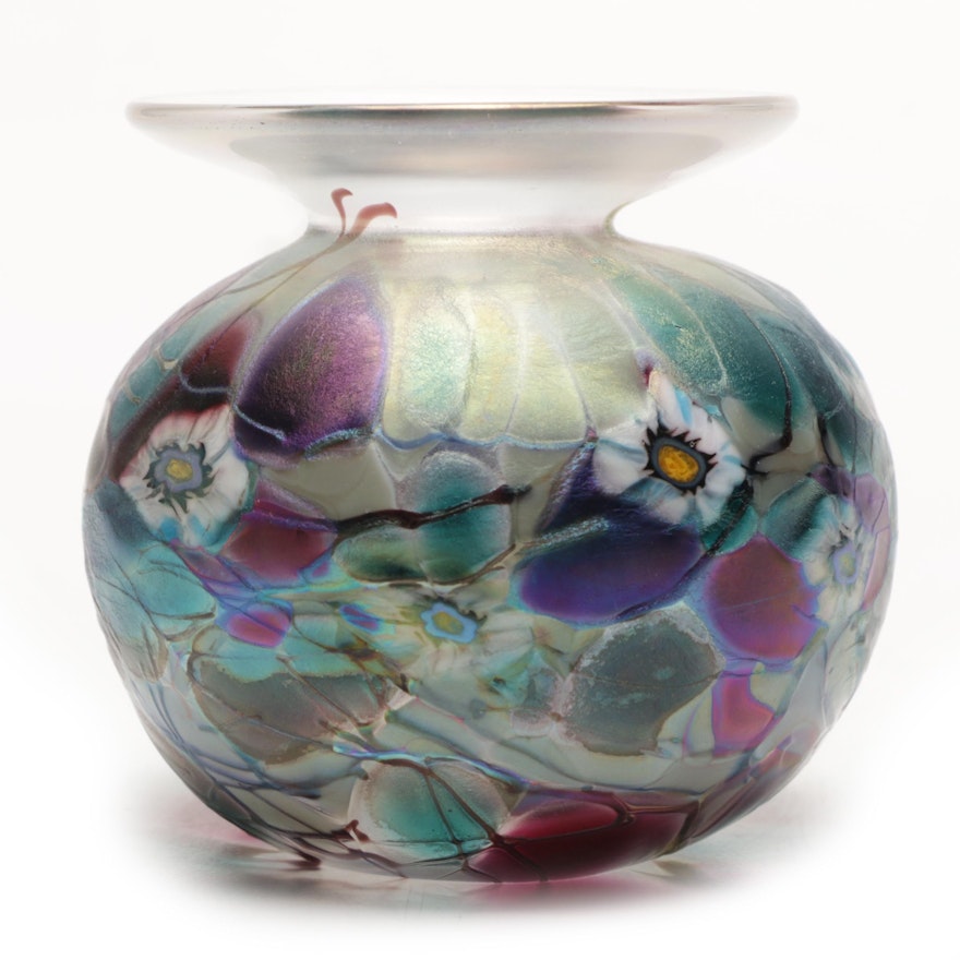 Herb A. Thomas Millefiori Flower Art Glass Bud Vase