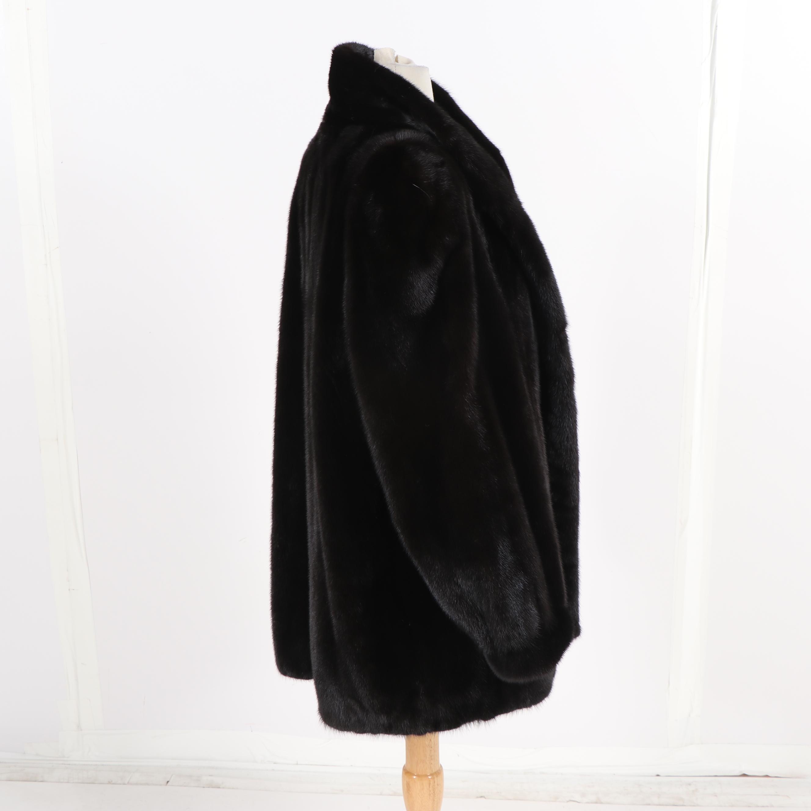 Women's David Hunt of Fort Worth Black Ranch Mink Fur Coat