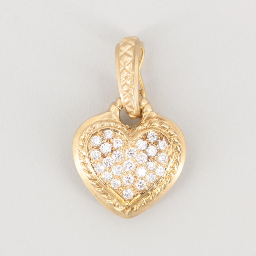 14K Yellow Gold Diamond Heart Enhancer Pendant