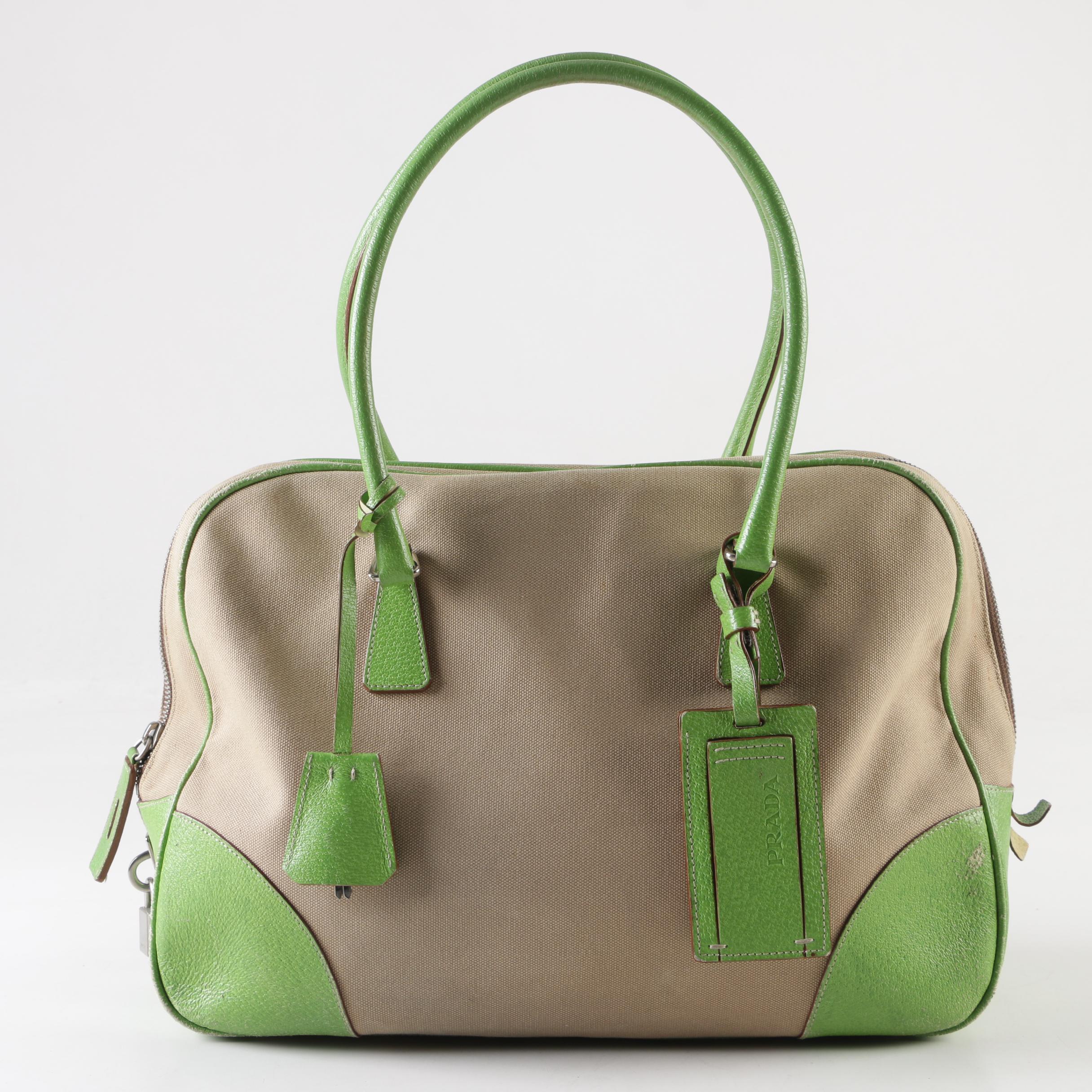 Prada Canvas and Leather Bowler Bag