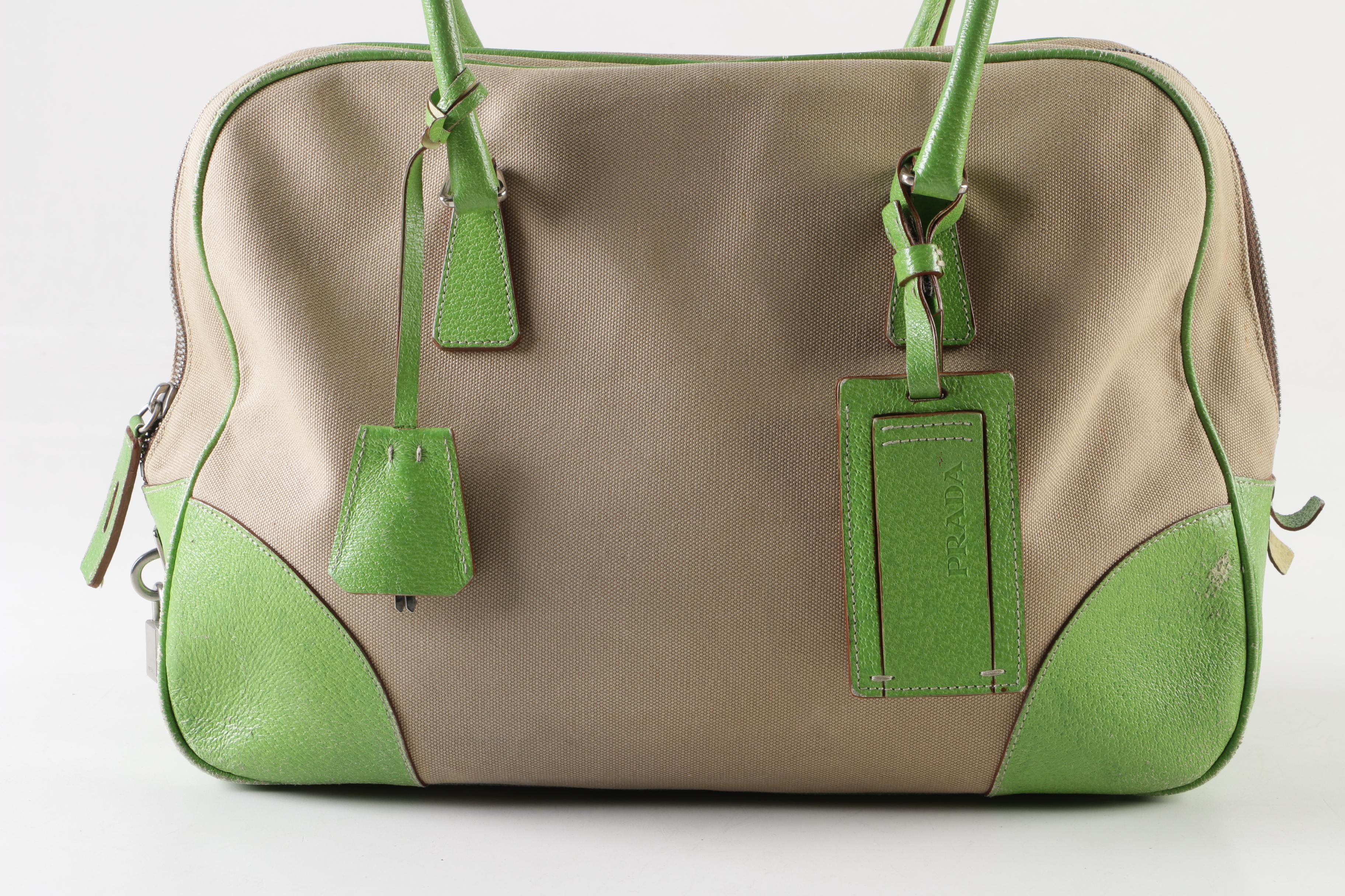 Prada Canvas and Leather Bowler Bag