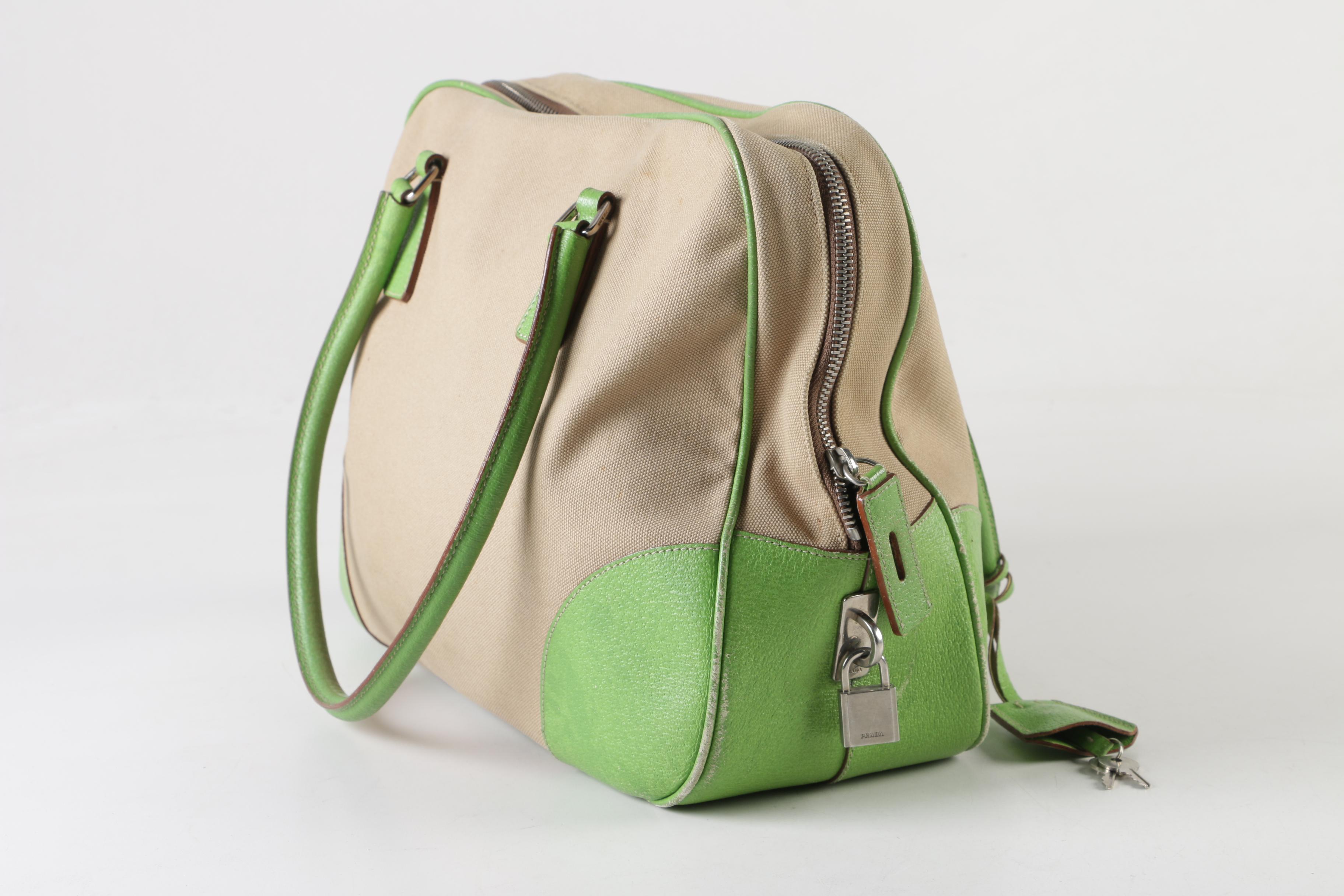 Prada Canvas and Leather Bowler Bag