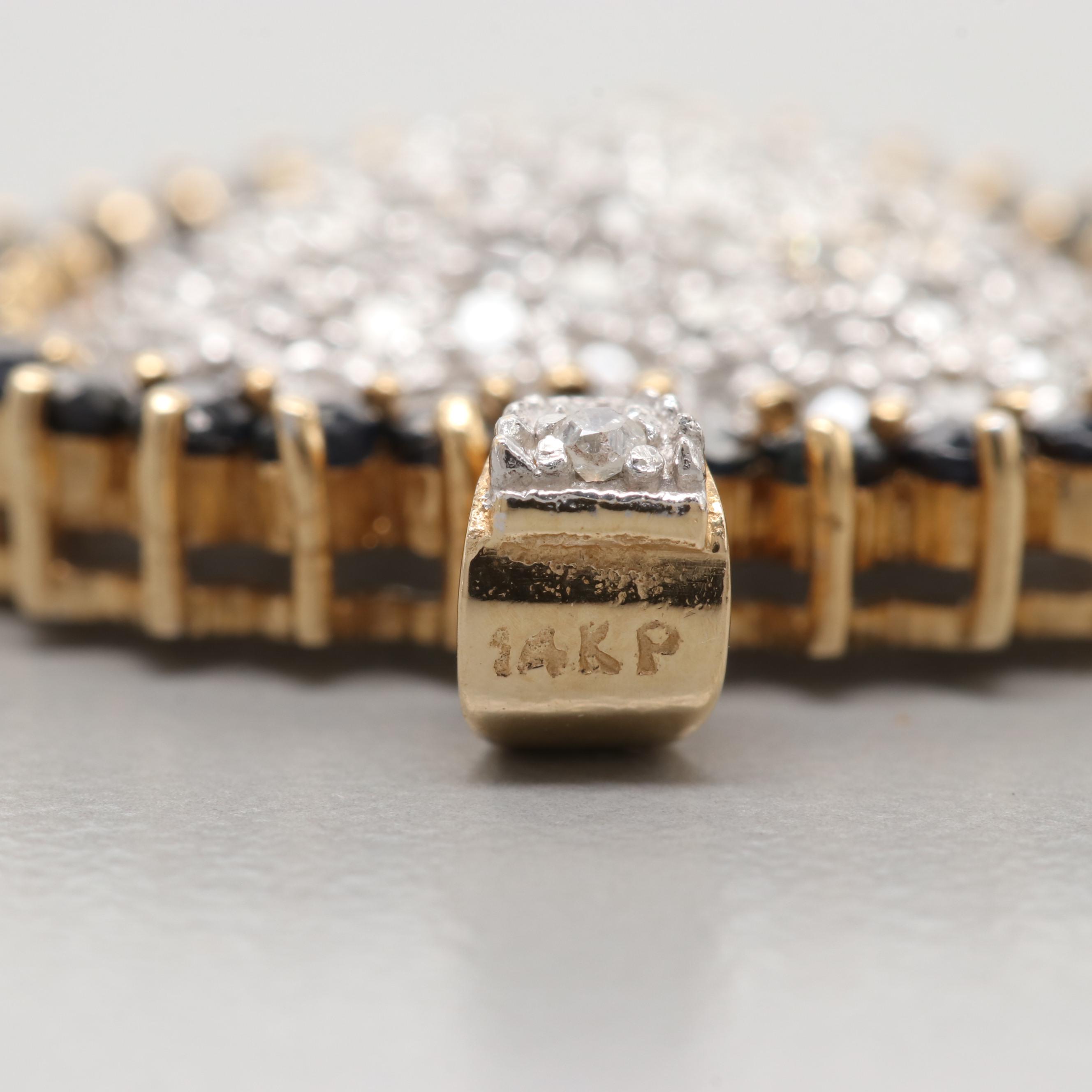 14K Yellow Gold Sapphire And Diamond Heart Pendant