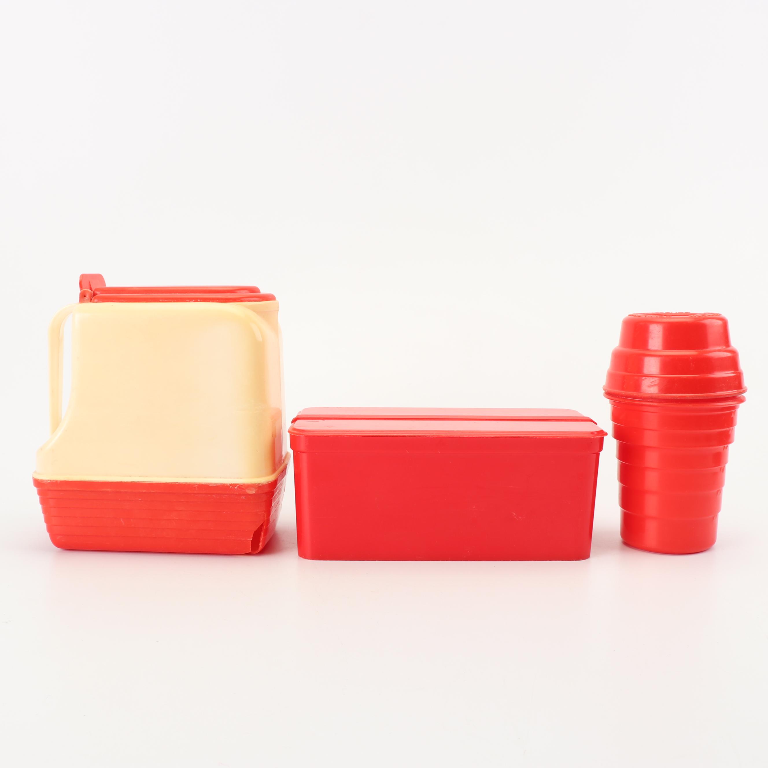 Vintage Red Plastic Kitchen Canisters, Salt and Pepper Shakers and More