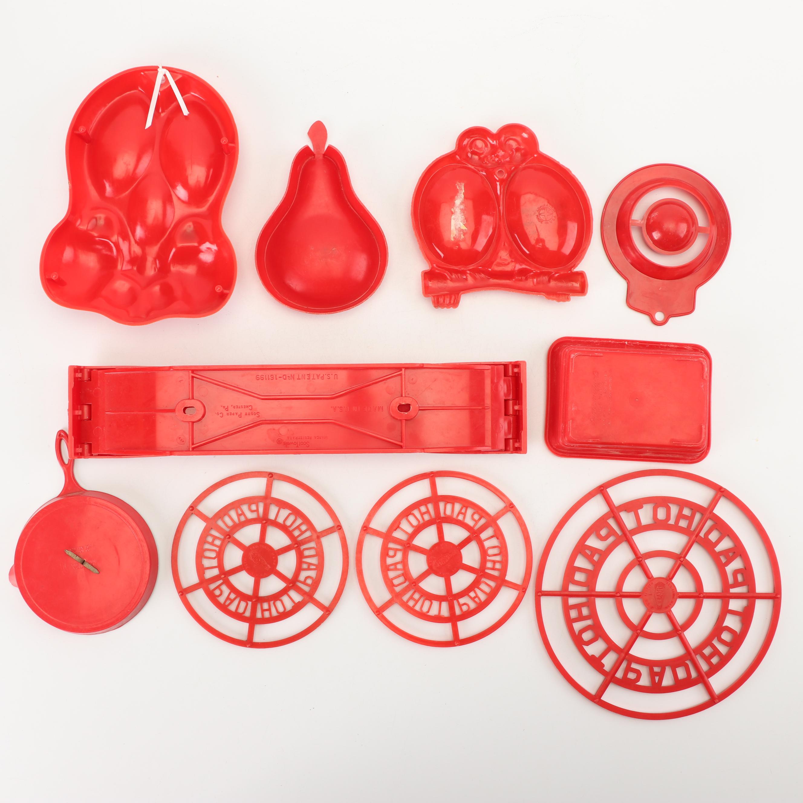 Vintage Red Plastic Kitchen Canisters, Salt and Pepper Shakers and More