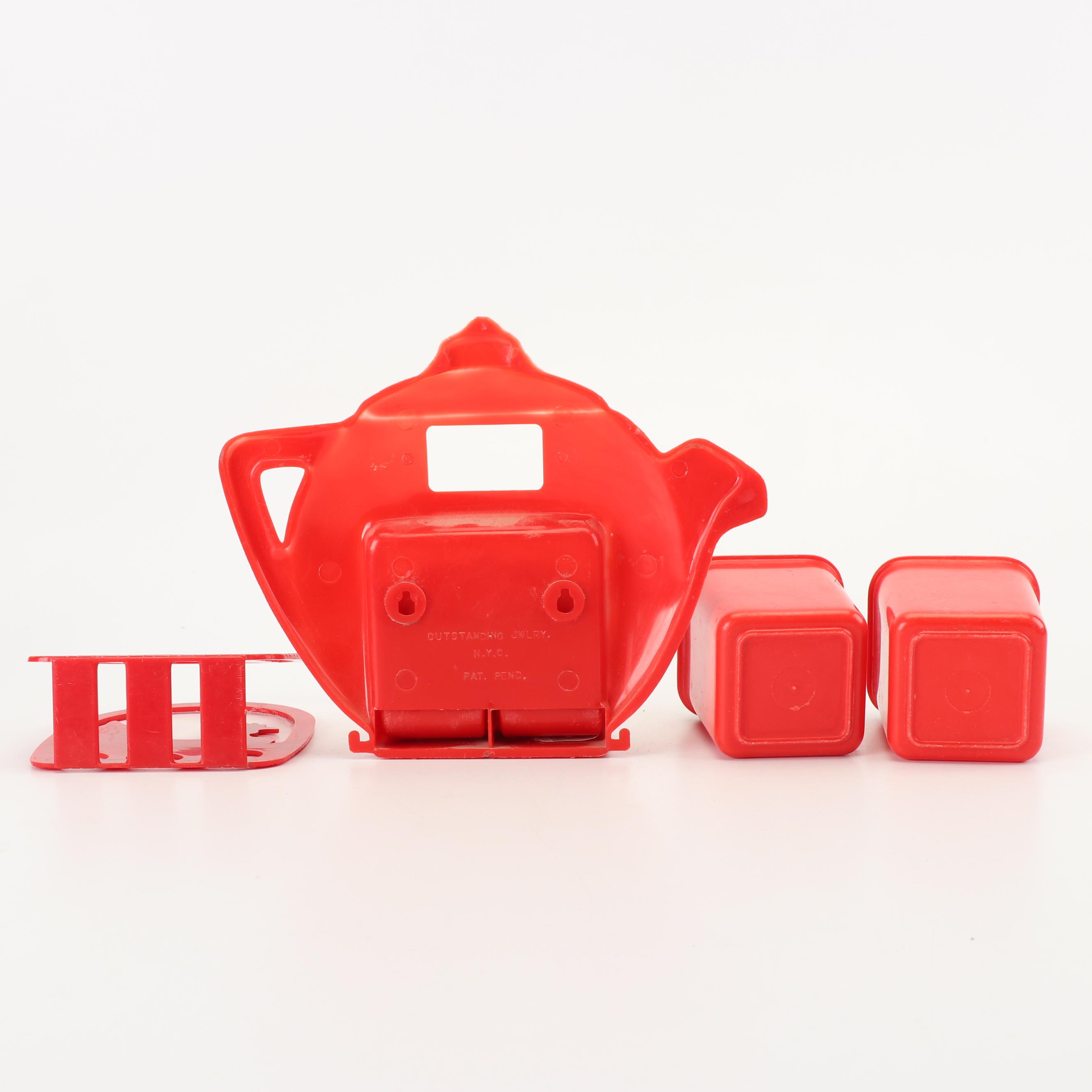 Vintage Red Plastic Kitchen Canisters, Salt and Pepper Shakers and More
