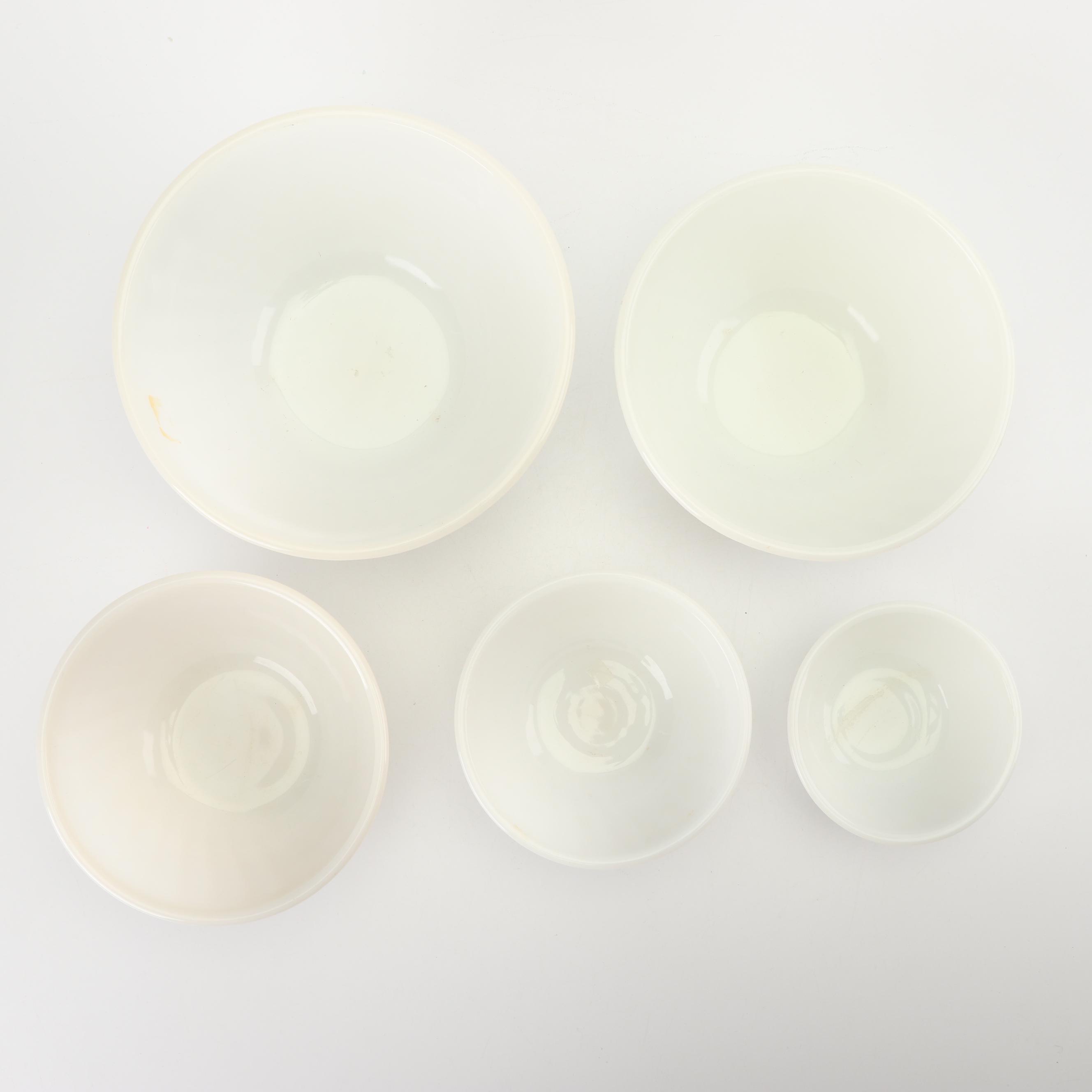 Anchor Hocking Fire King "Swirl" White Glass Nesting Mixing Bowls