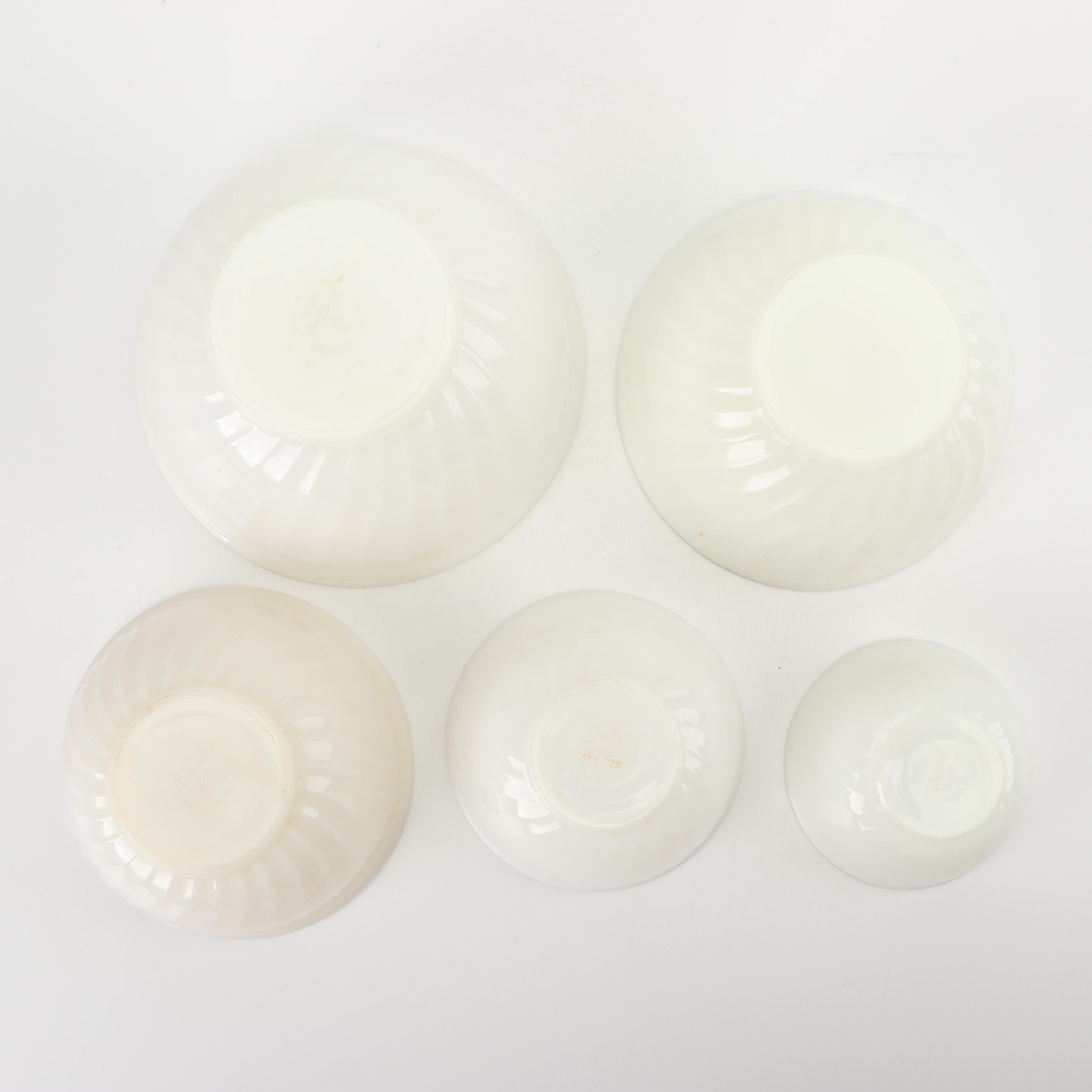 Anchor Hocking Fire King "Swirl" White Glass Nesting Mixing Bowls