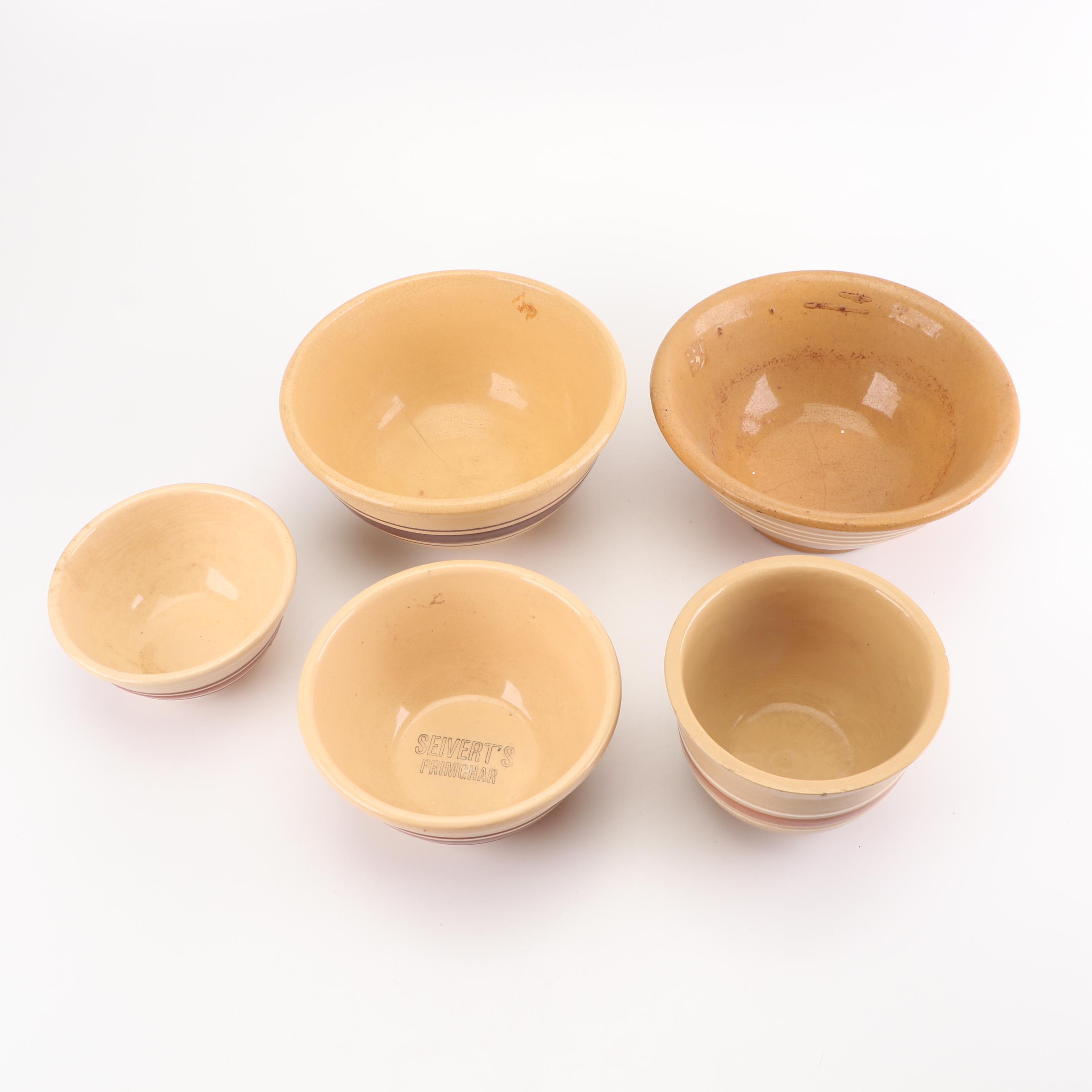 Yellow Ware Mixing Bowls, Mid-Century