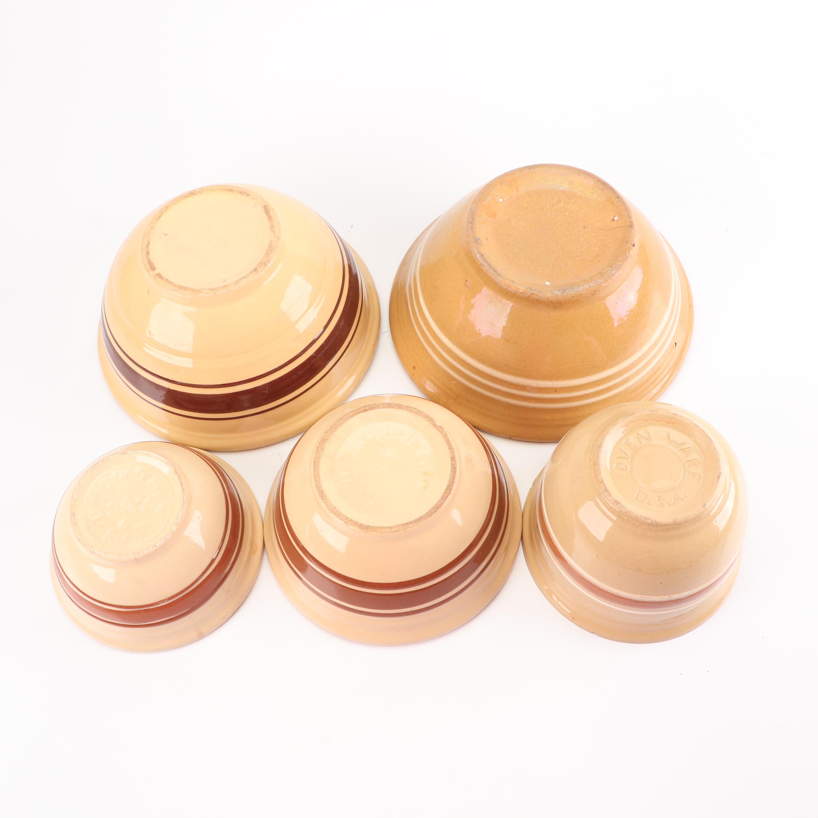 Yellow Ware Mixing Bowls, Mid-Century