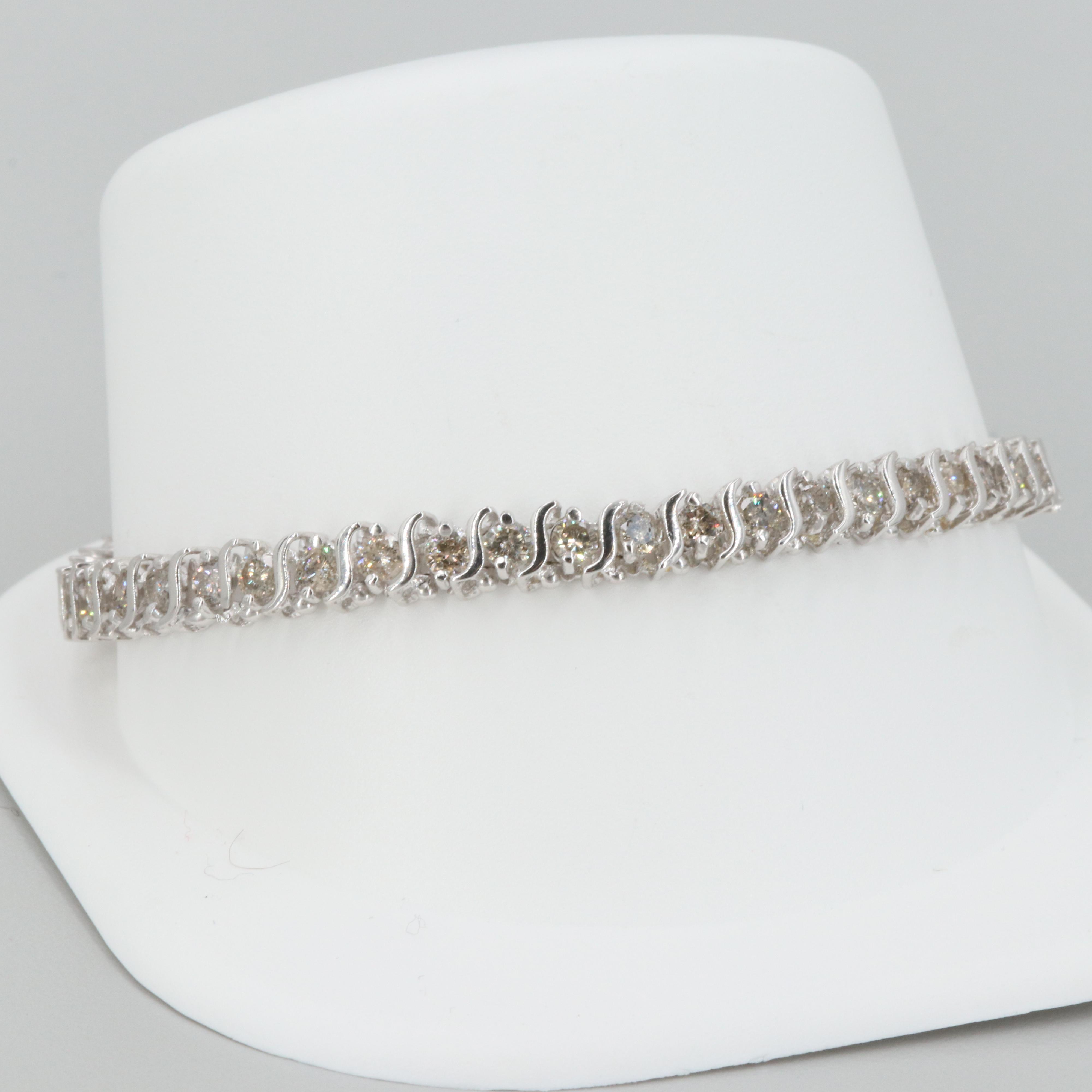 14K White Gold 5.02 CTW Diamond Bracelet
