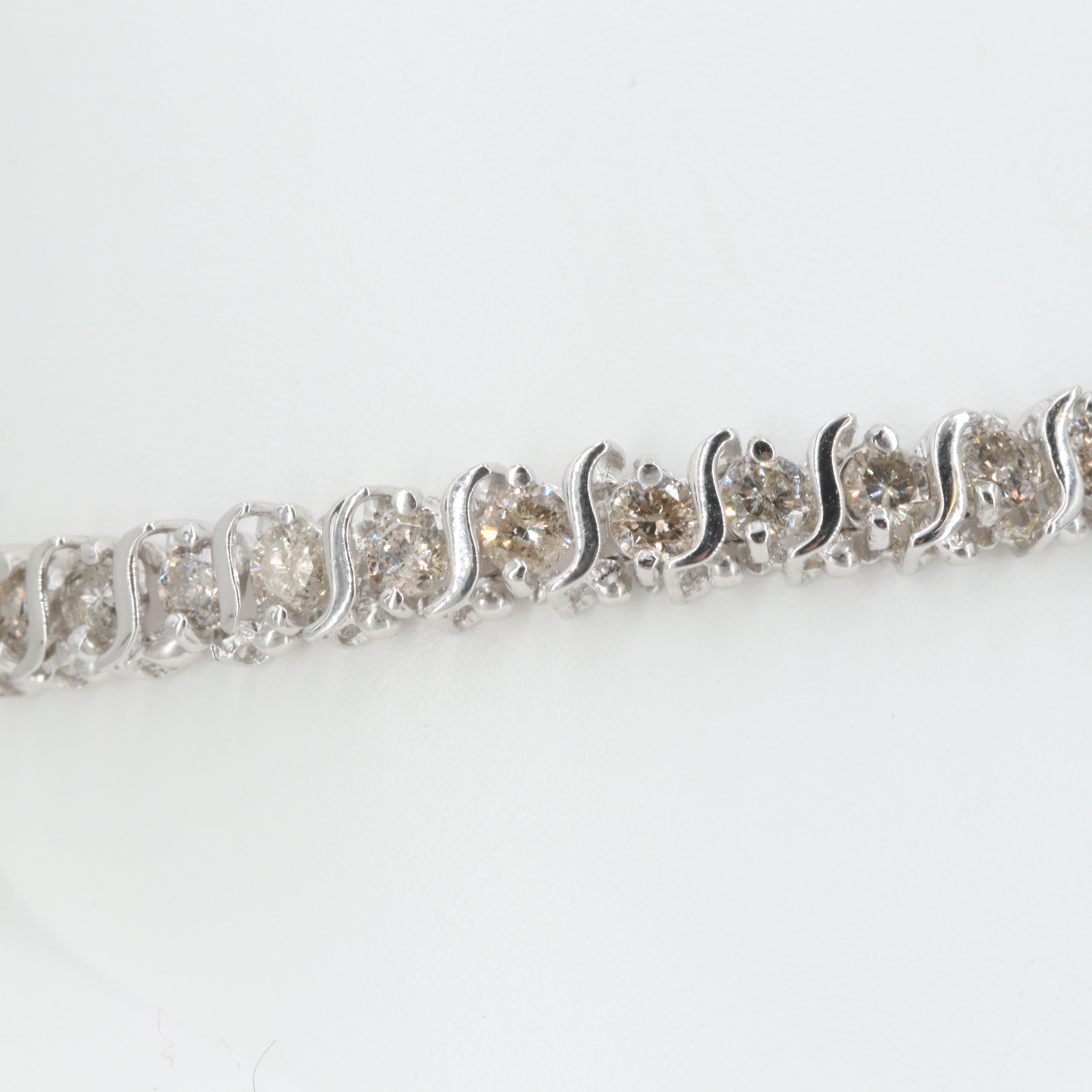14K White Gold 5.02 CTW Diamond Bracelet